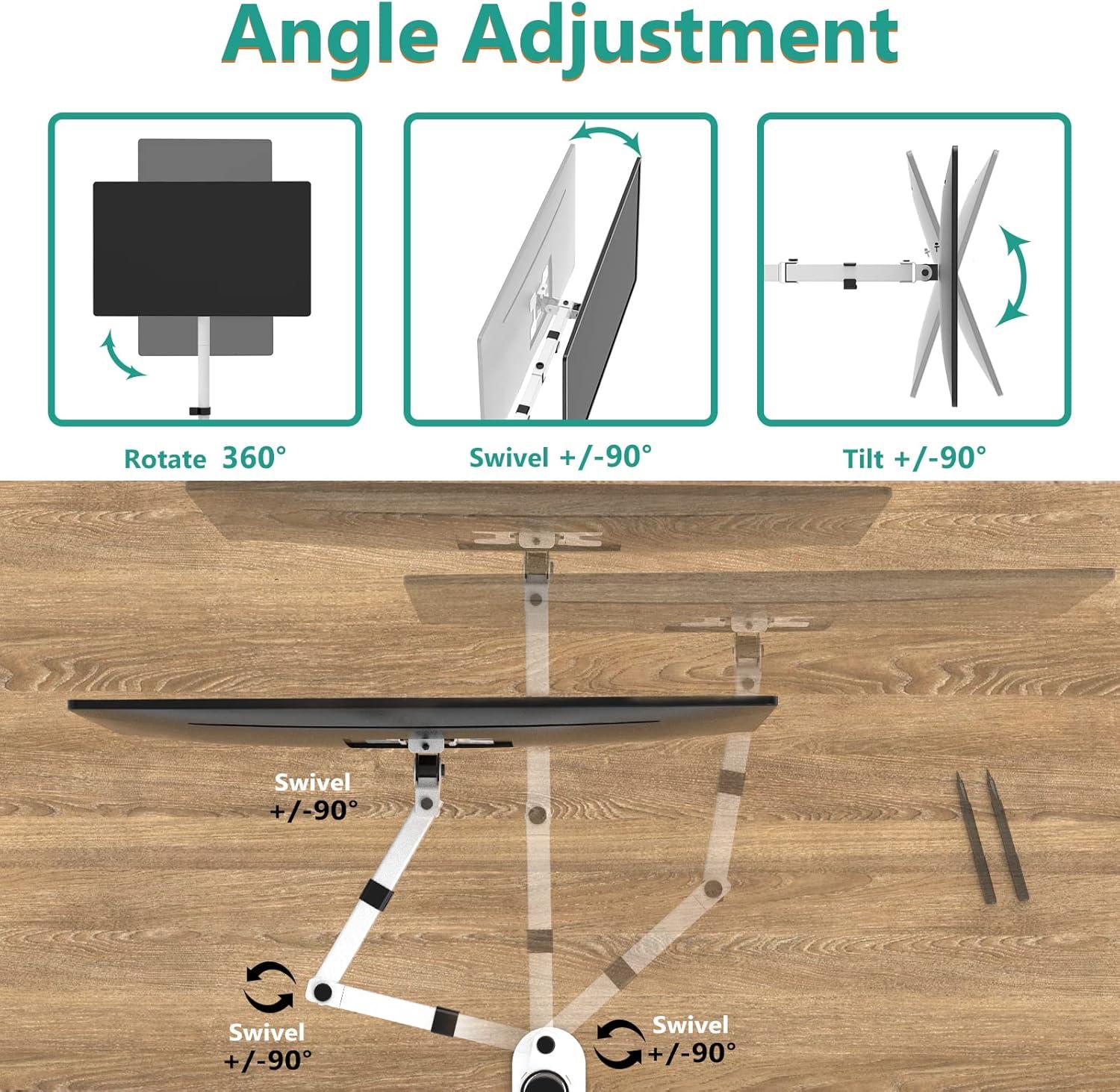 White Extra Tall Adjustable Monitor Desk Mount for 13-32 Inch Screens