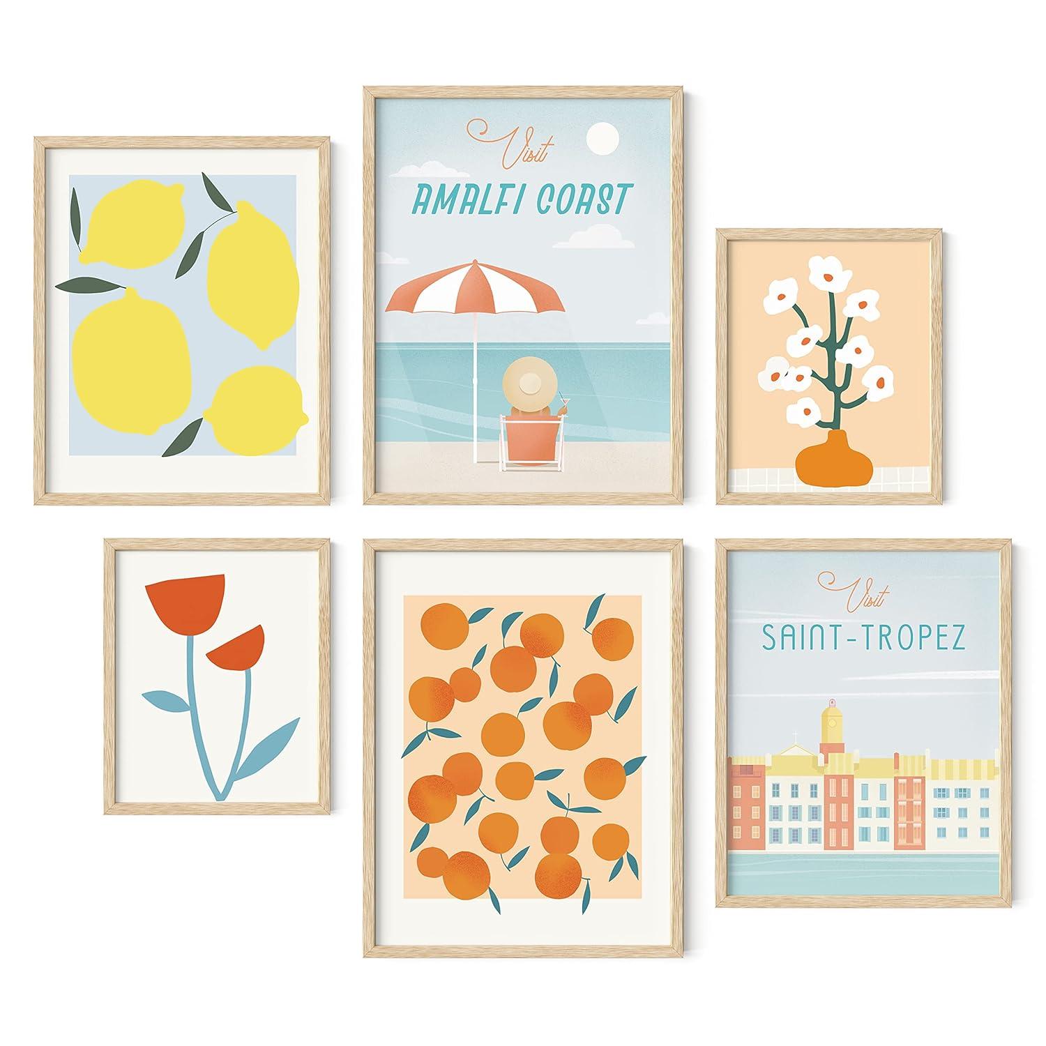 HAUS AND HUES Vintage Travel Posters (Set of 4), Wall Art, Unframed, 12x16 inches, Retro, Italy, Living Room, Bedroom Decor, Watercolor Prints