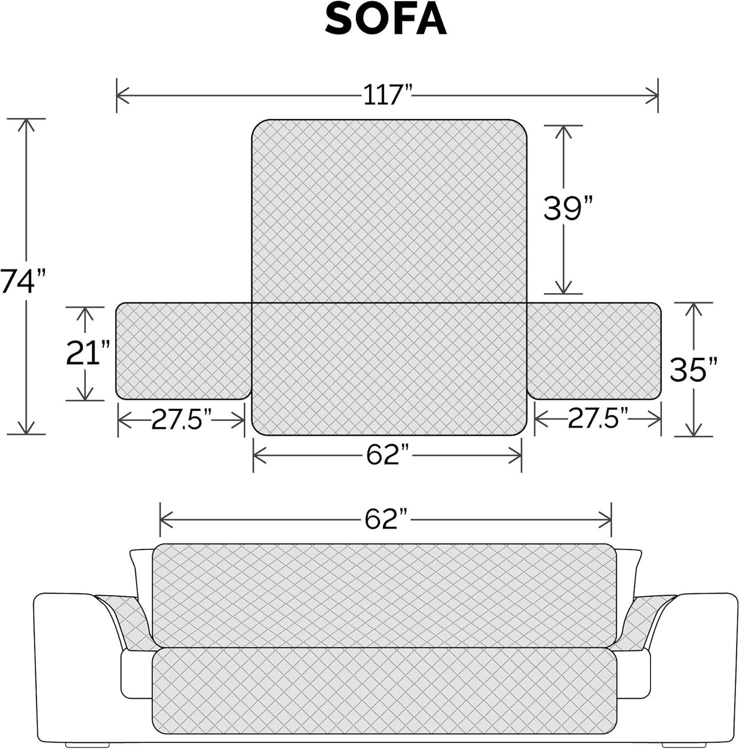 Gray Quilted Water-Resistant Reversible Sofa Protector