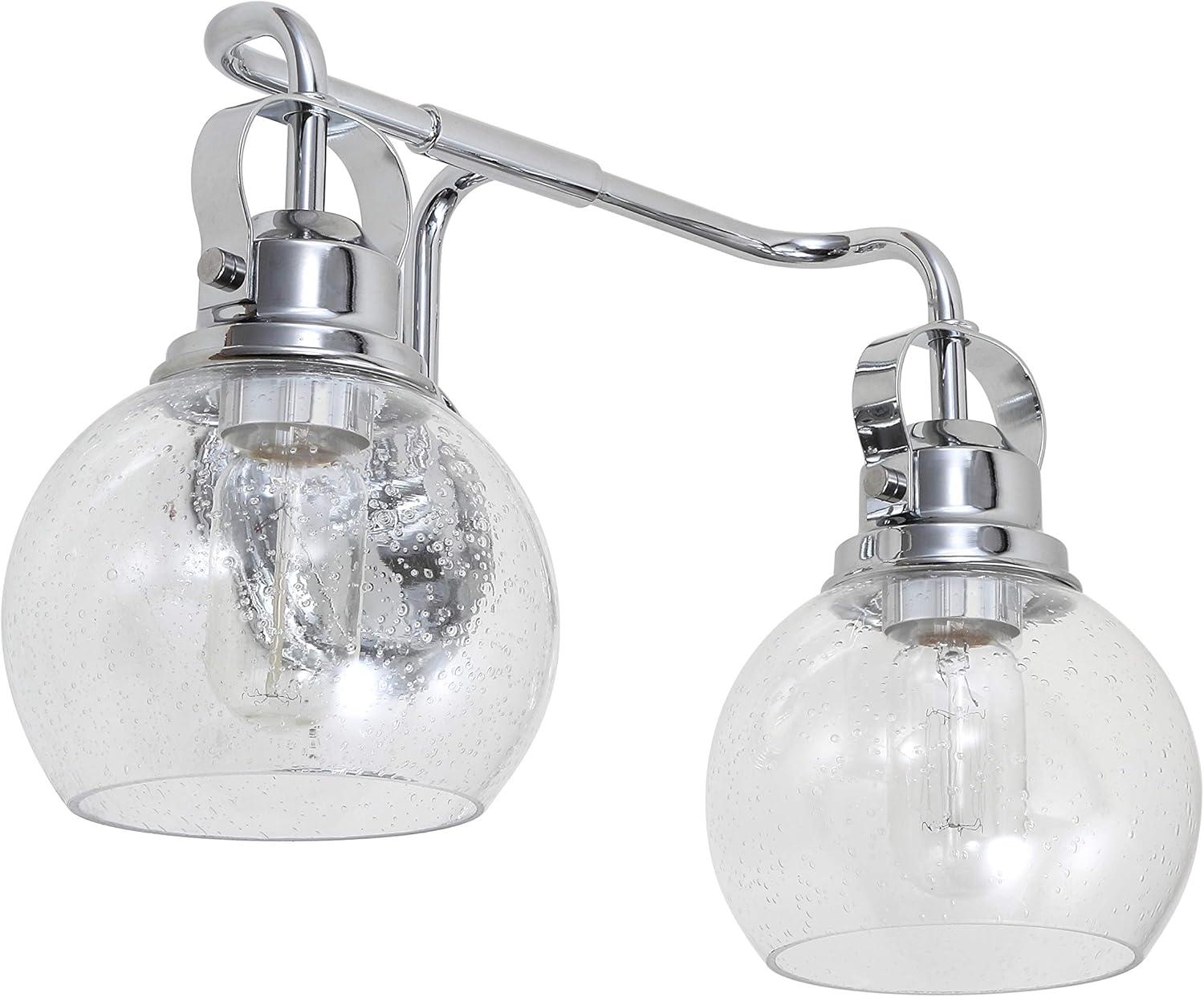 Shirley 17.5" 2-light Metal/ Bubbled Glass Vanity Light, Chrome