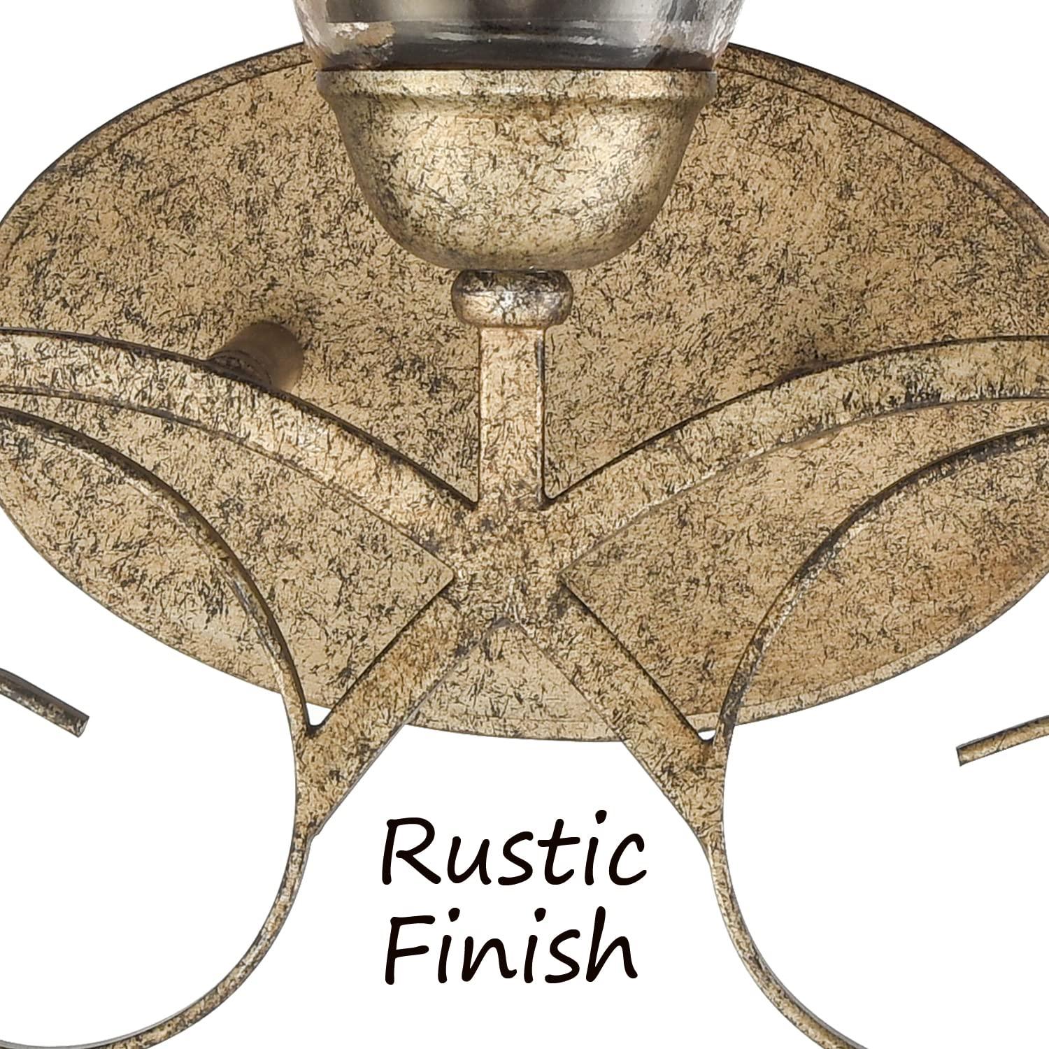 DANSEER Vintage Vanity Light Fixture Rustic Bathroom Wall Sconce 3-Light with Amber Glass Shade