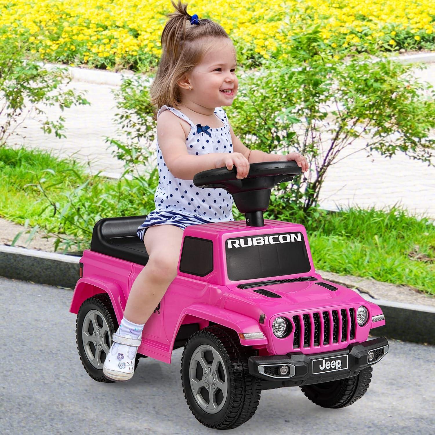 Pink Licensed Jeep Ride-On Push Car with Engine Sound