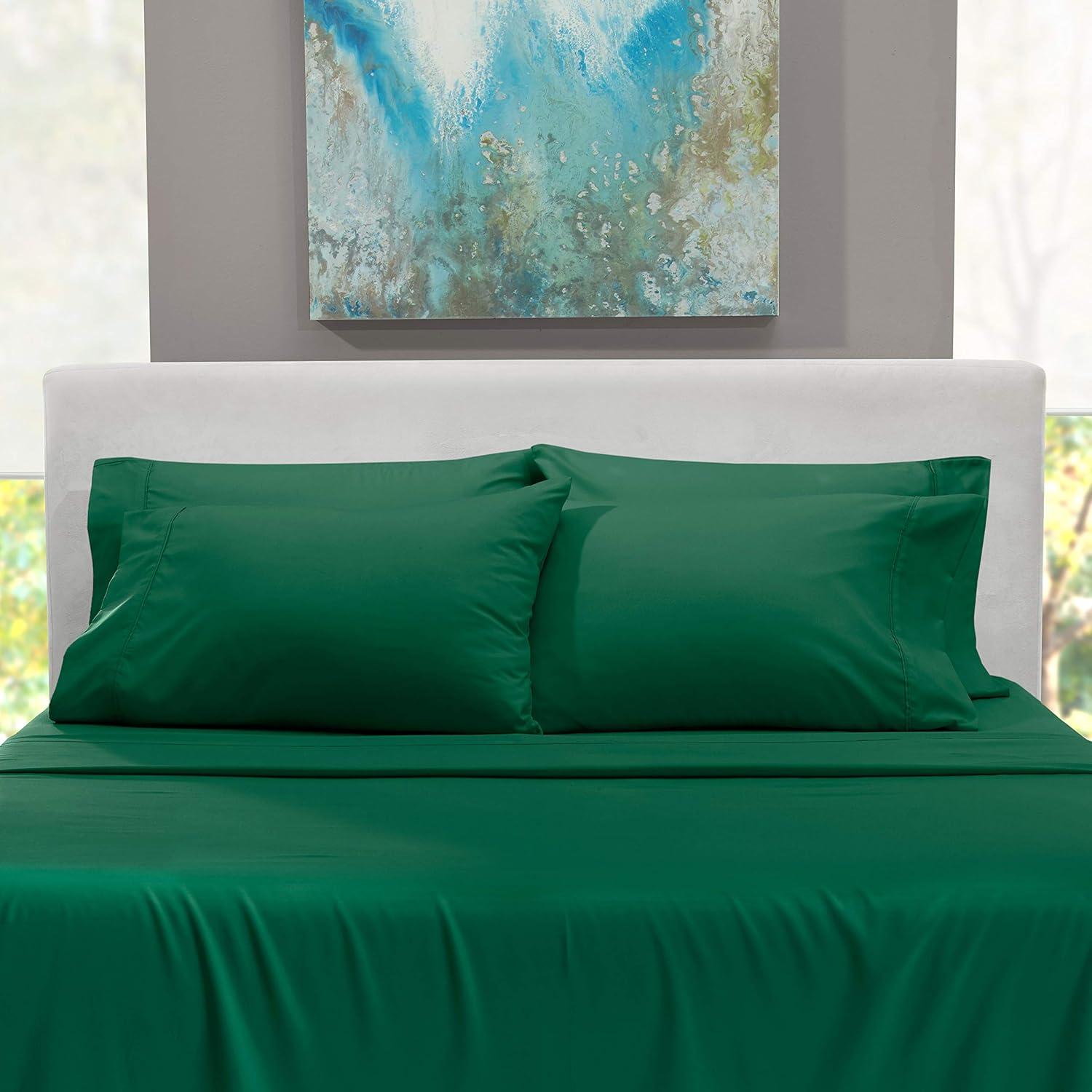 Hunter Green Microfiber King Deep Pocket Sheet Set