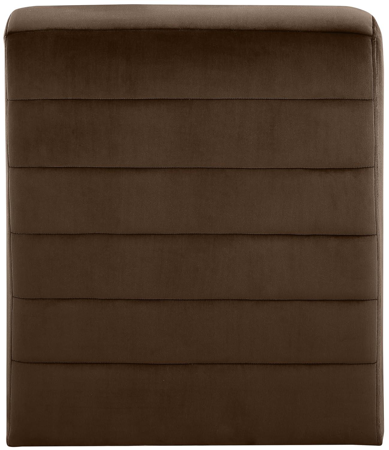 Meridian Furniture 403Brown Ivy Collection Modern | Contemporary Velvet Upholstered Accent Chair with Rich Brown Velvet, Channel Tufted Design, Curved Shape, 26.4" W x 37.4" D x 31.1" H, Brown