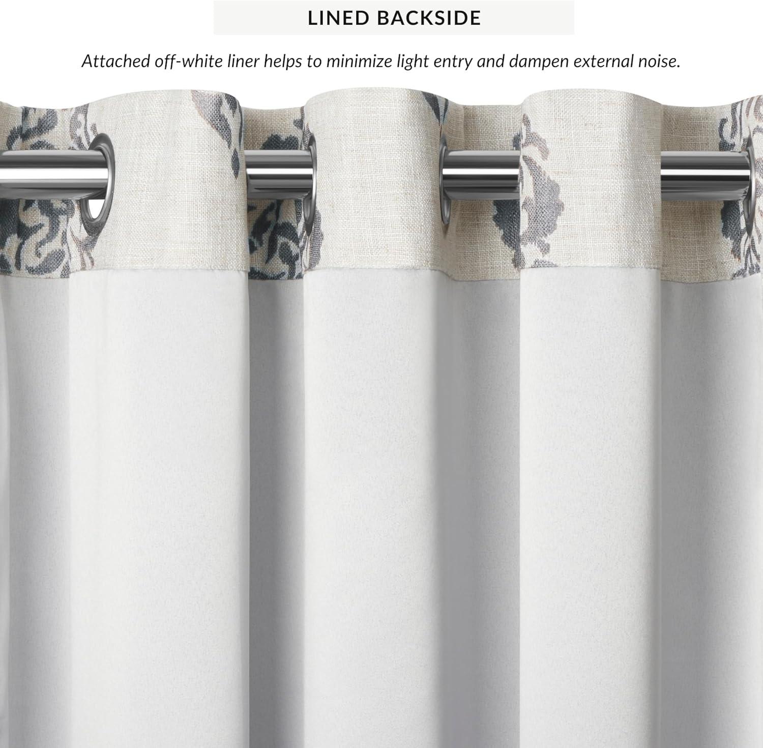 Navara Medallion Room Darkening Single Window Curtain Panel - 52" x 95" - Gray - Elrene Home Fashions