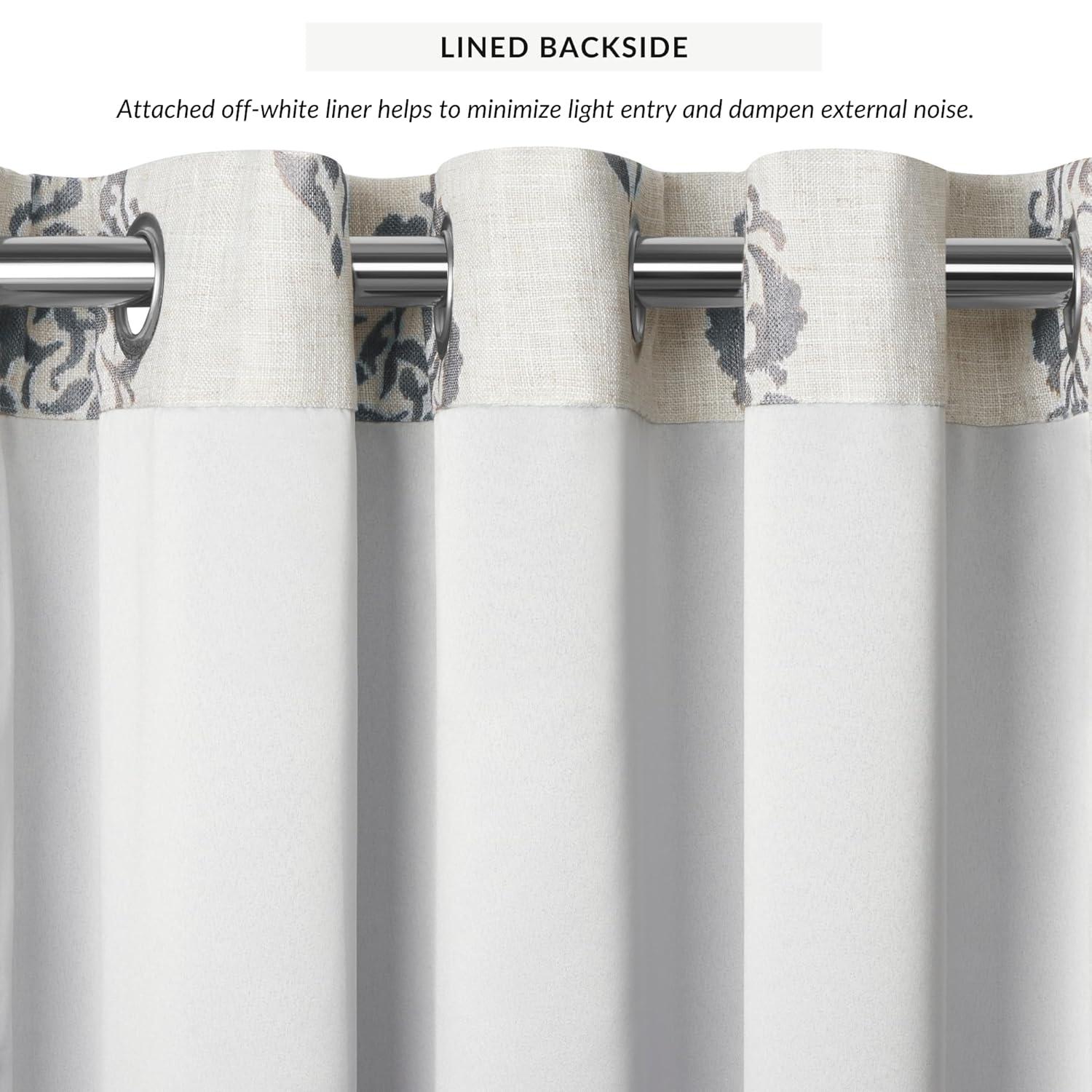 Navara Medallion Room Darkening Single Window Curtain Panel - 52" x 95" - Gray - Elrene Home Fashions