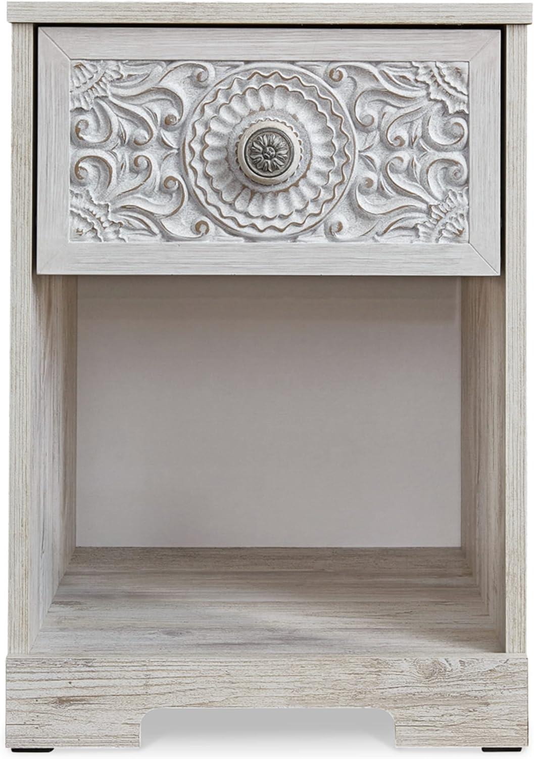 Paxberry Nightstand White - Signature Design by Ashley: Coastal Style, Storage Shelf, Laminated Surface