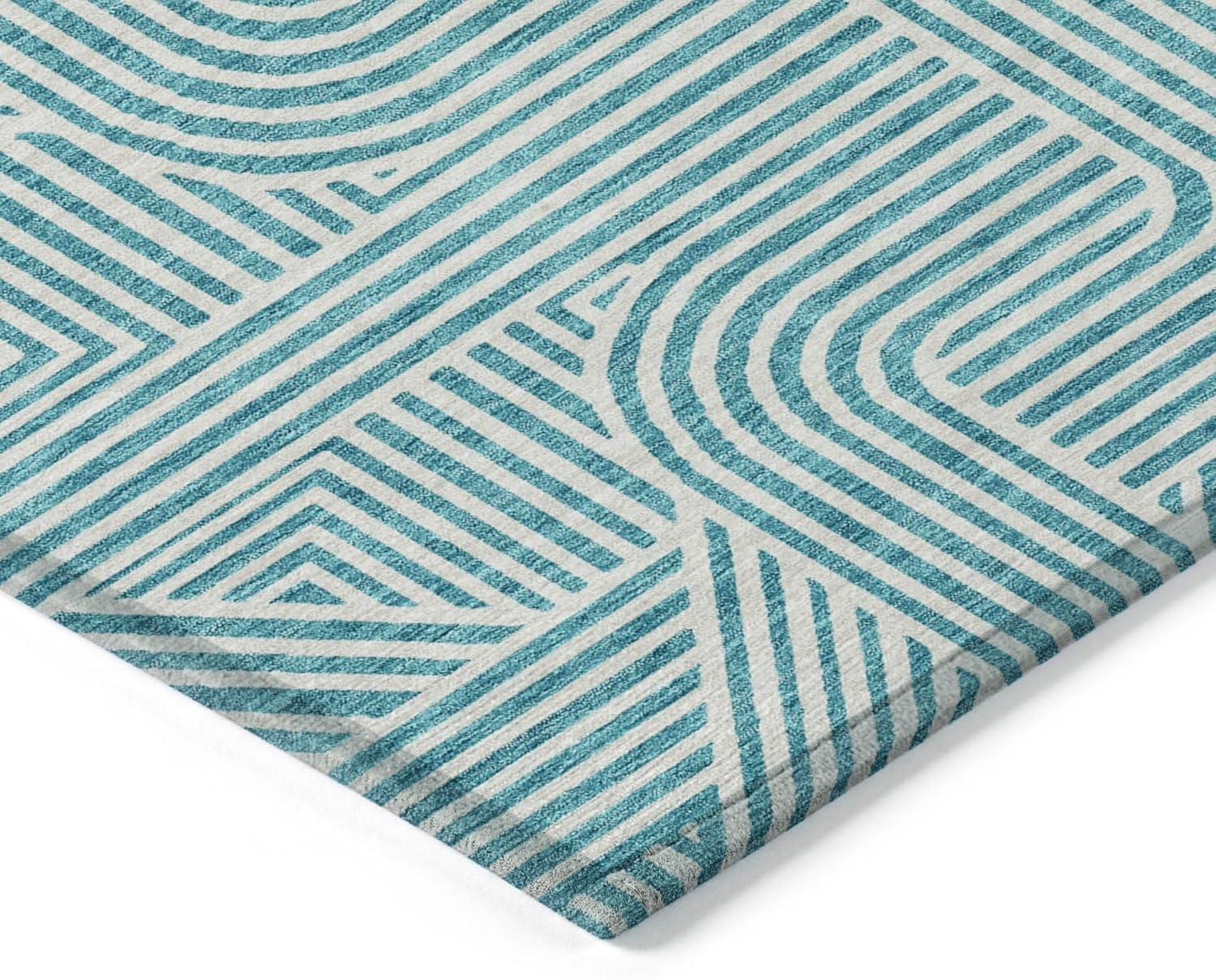 Addison Rugs Machine Washable Indoor/ Outdoor Chantille Contemporary Geo Rug Teal - 2'6" x 3'10"