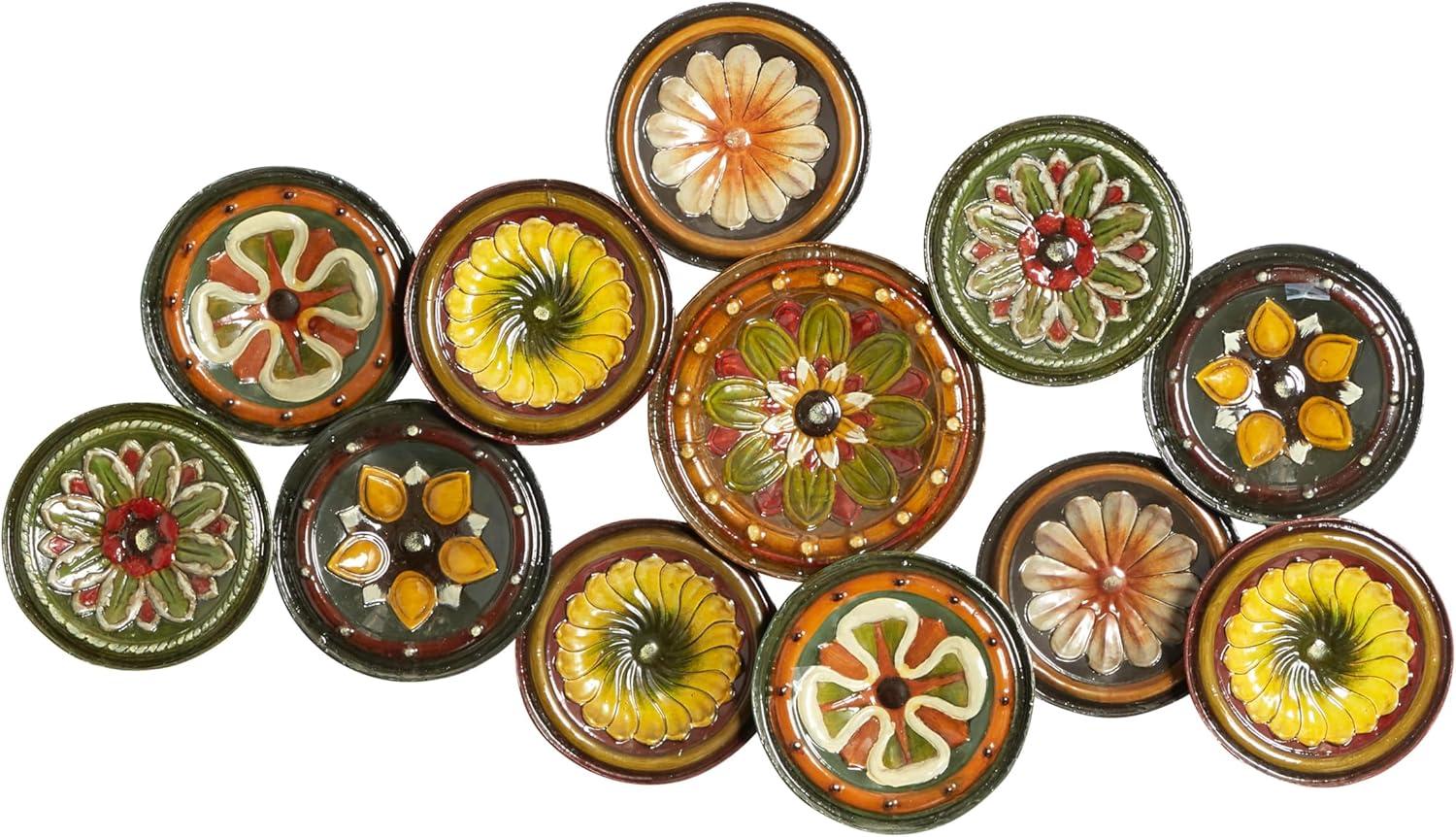 DecMode Multi Colored Metal Plate Wall Decor with Spanish Designs