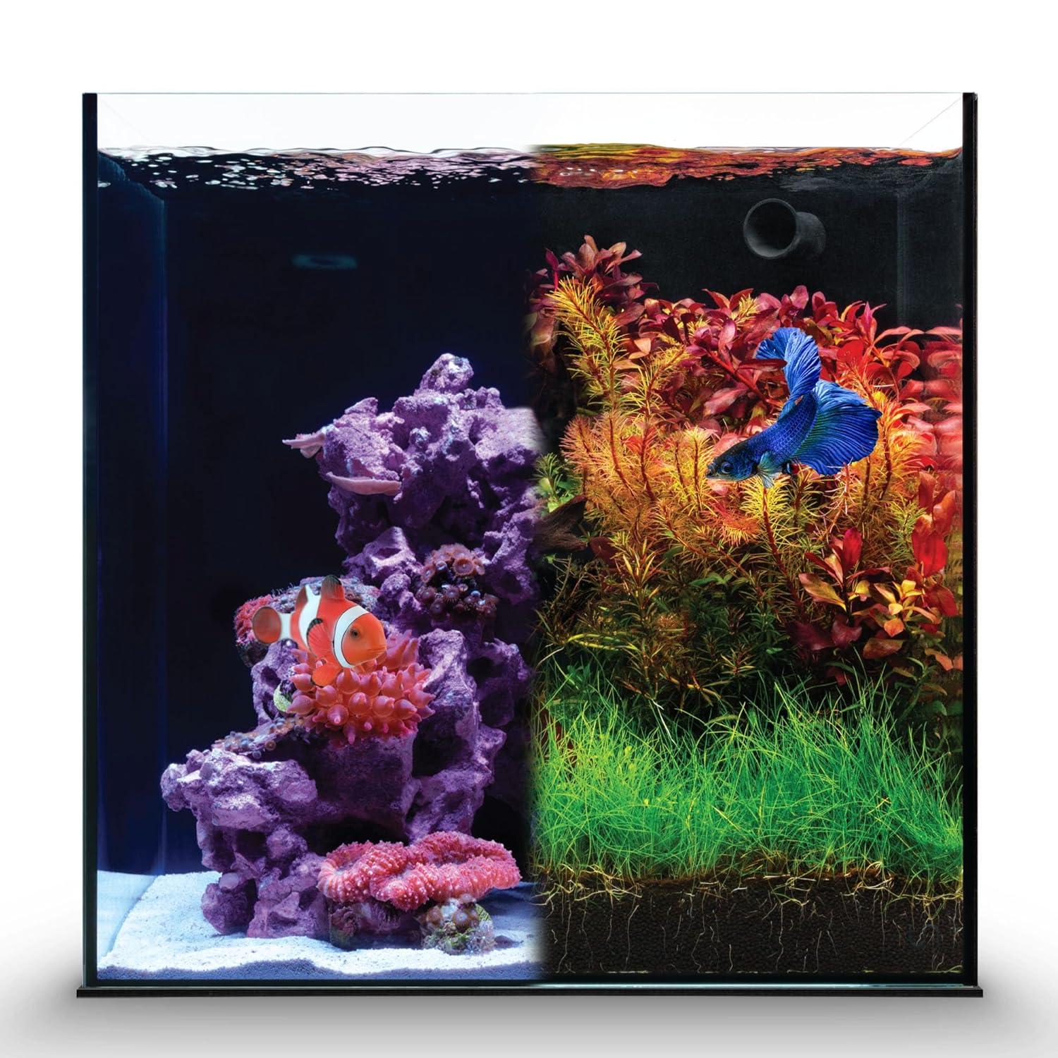 Ultum Nature Systems Dual All in One Complete Rimless Aquarium for Freshwater & Saltwater Tanks, Triple-Chamber Filter System Included, Integrated Fish Tank Kit w/Sleek Design - 11 Gallon, 35A, Black
