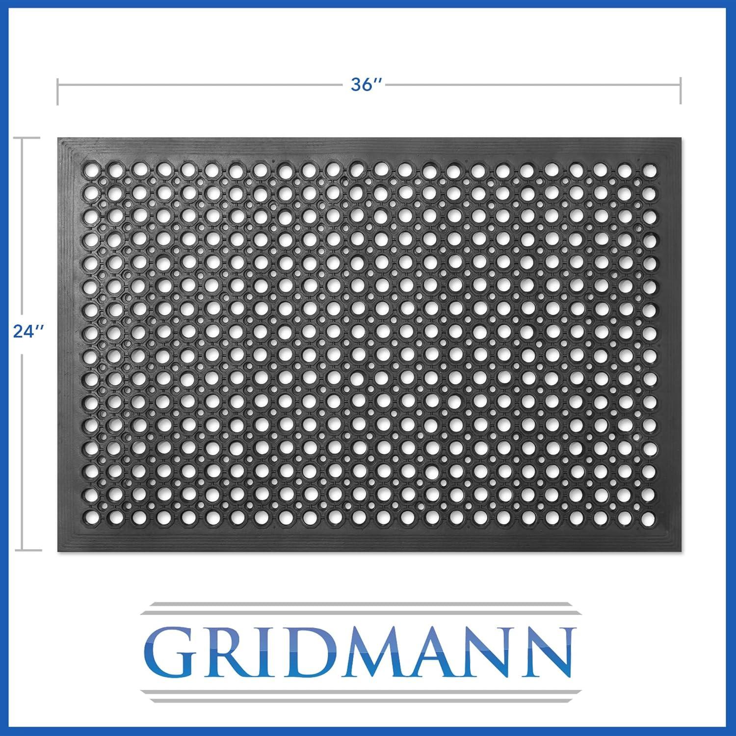 GRIDMANN Anti-Fatigue Restaurant Floor Mat, Non-Slip Rubber Drainage Mat