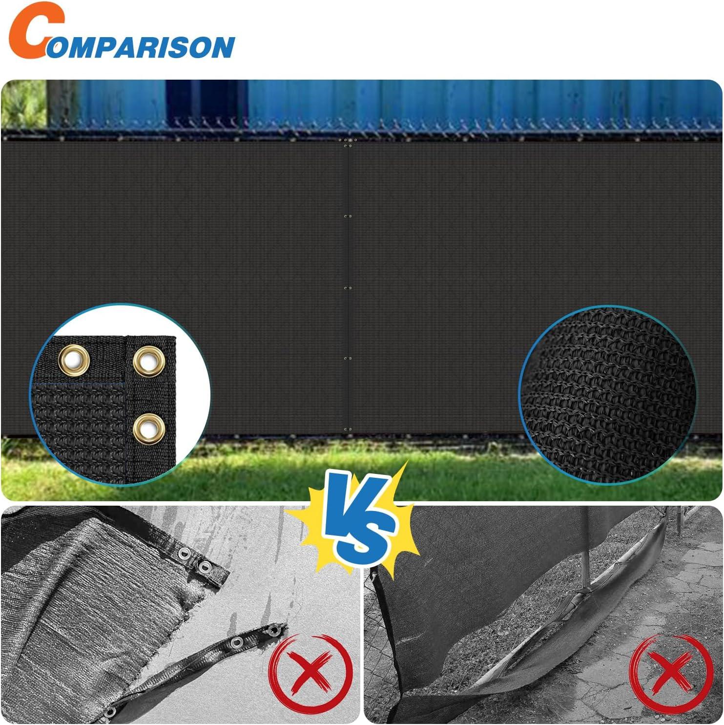 ShadeMart 6' x 12' Black Fence Privacy Screen Windscreen Cover Shade Fabric Cloth, 90% Visibility Blockage, with Grommets, Heavy Duty Commercial Grade, Zip Ties Included - (We Make Custom Size)