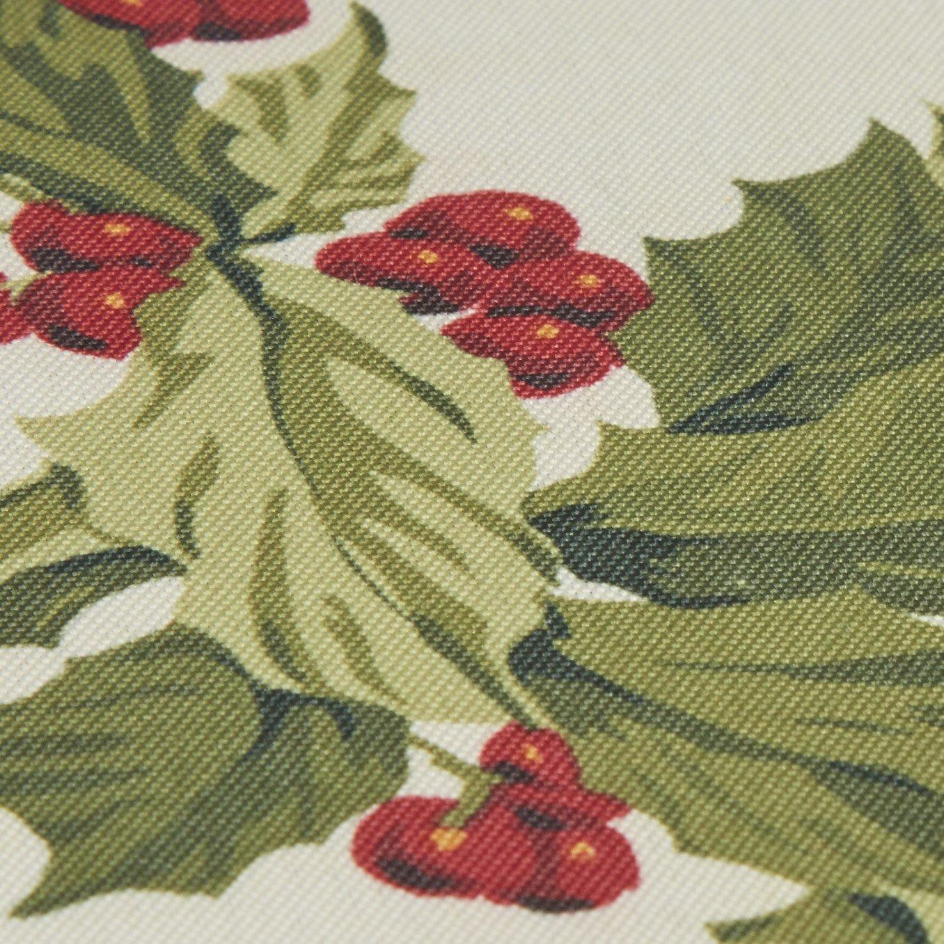 European Seasonal Christmas Ribbons Tablecloth Beige 52" X 70"