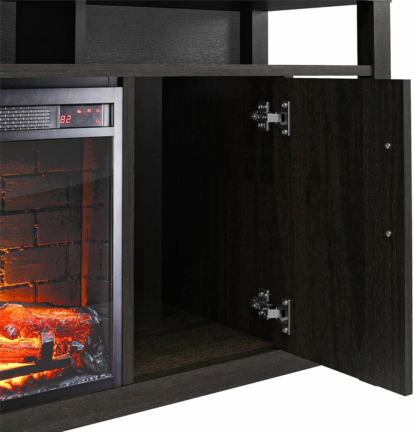 Espresso Electric Fireplace TV Stand with Cabinets and Shelves
