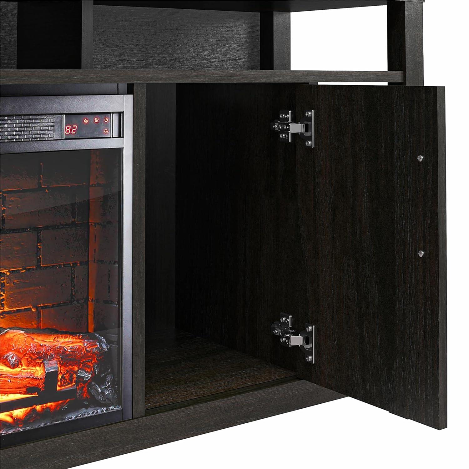 Espresso Electric Fireplace TV Stand with Cabinets and Shelves