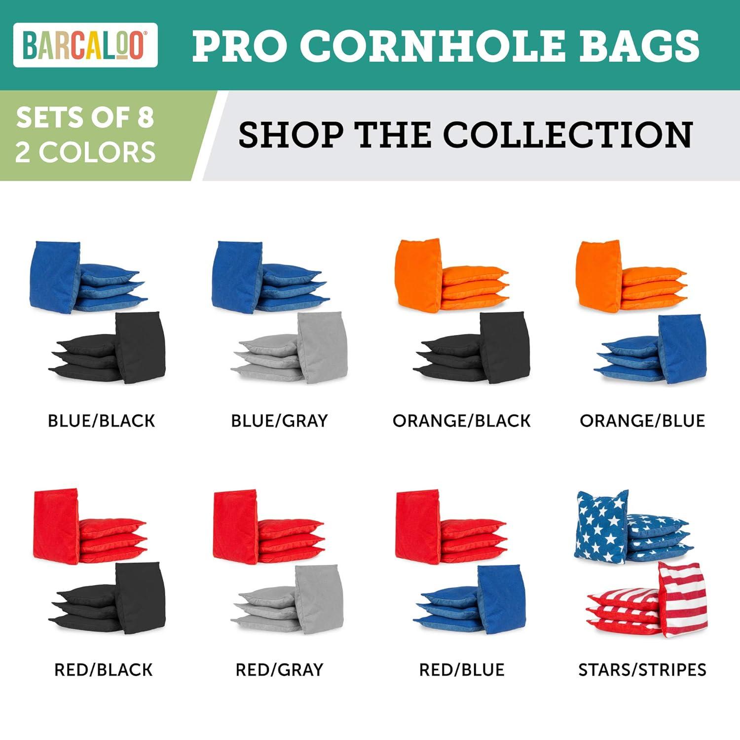 Barcaloo Professional Cornhole Bags Set of 8 Regulation All Weather Double Sided - Sticky/Slick Side Bean Bags for Pro Corn Hole Game