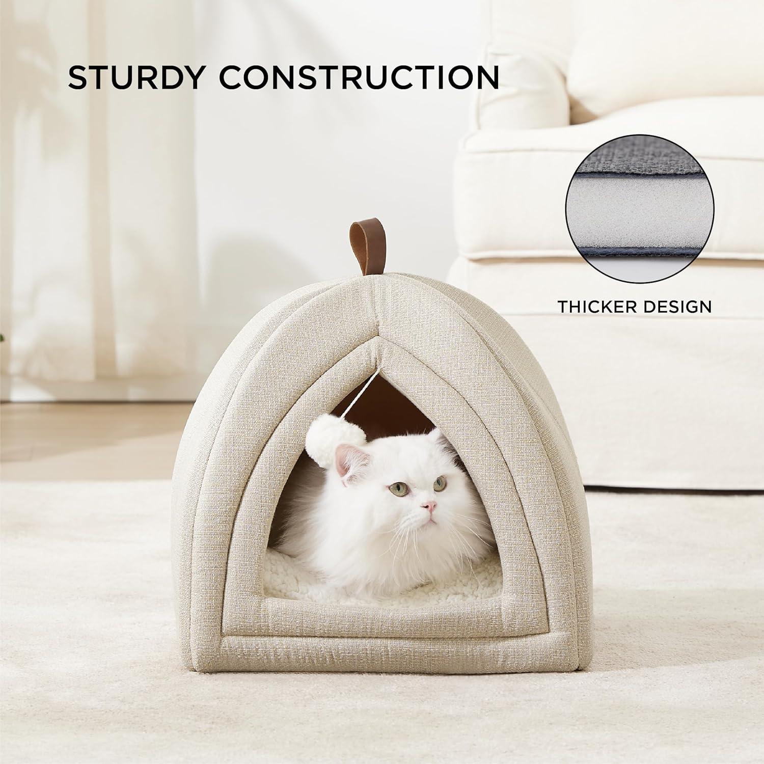 Tucker Murphy Pet™ The Cat Beds for Indoor Cats - 2 in 1 Cat Cave for Kittens and Small Pets, Cat Hideaway with Non-Slip Bottom,16 inches