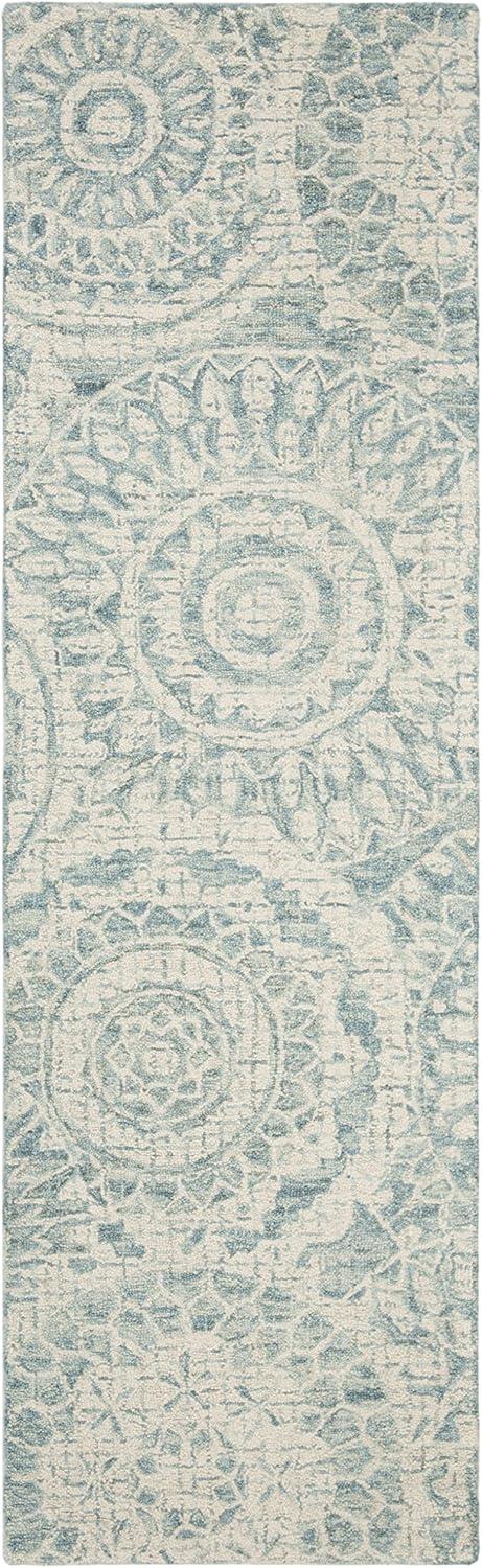 Abstract ABT205 Handmade Indoor Runner - Ivory/Blue - 2'-3"x6' - Safavieh