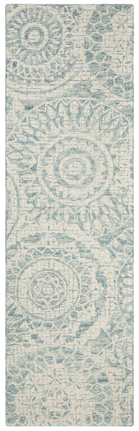 Abstract ABT205 Handmade Indoor Runner - Ivory/Blue - 2'-3"x6' - Safavieh