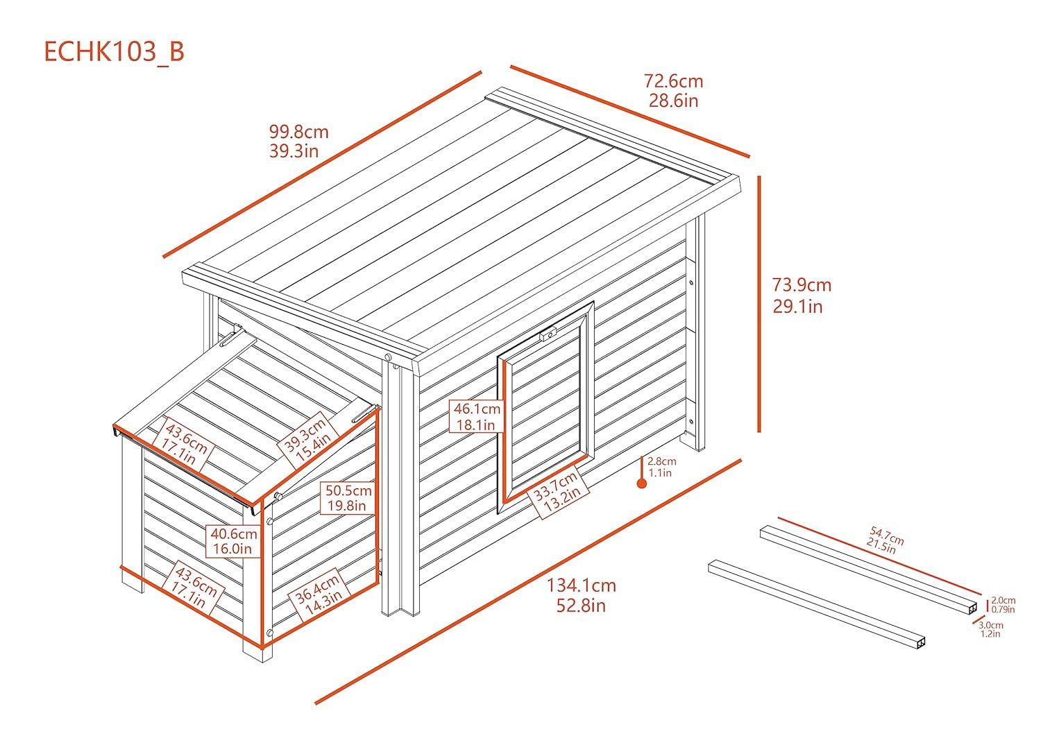 New Age Pet® ECOFLEX® Red Fontana Chicken Barn, Eco-Friendly and Non-Toxic Urban Coop for 2-3 Chickens, Easy Assembly, with Nesting Box and Roosting Bars, Moisture and Odor Resistant