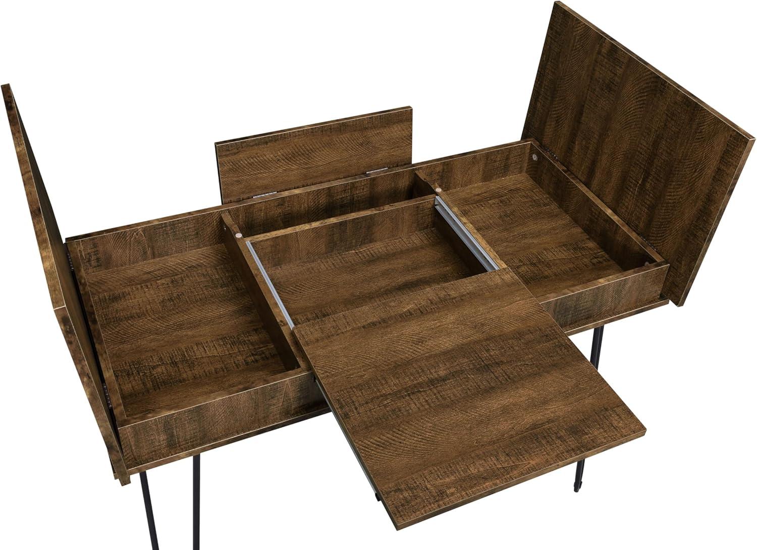 Sheeran Storage Writing Desk with Hairpin Legs Rustic Amber - Coaster: Industrial Style, Enclosed Cabinet, USB Ports