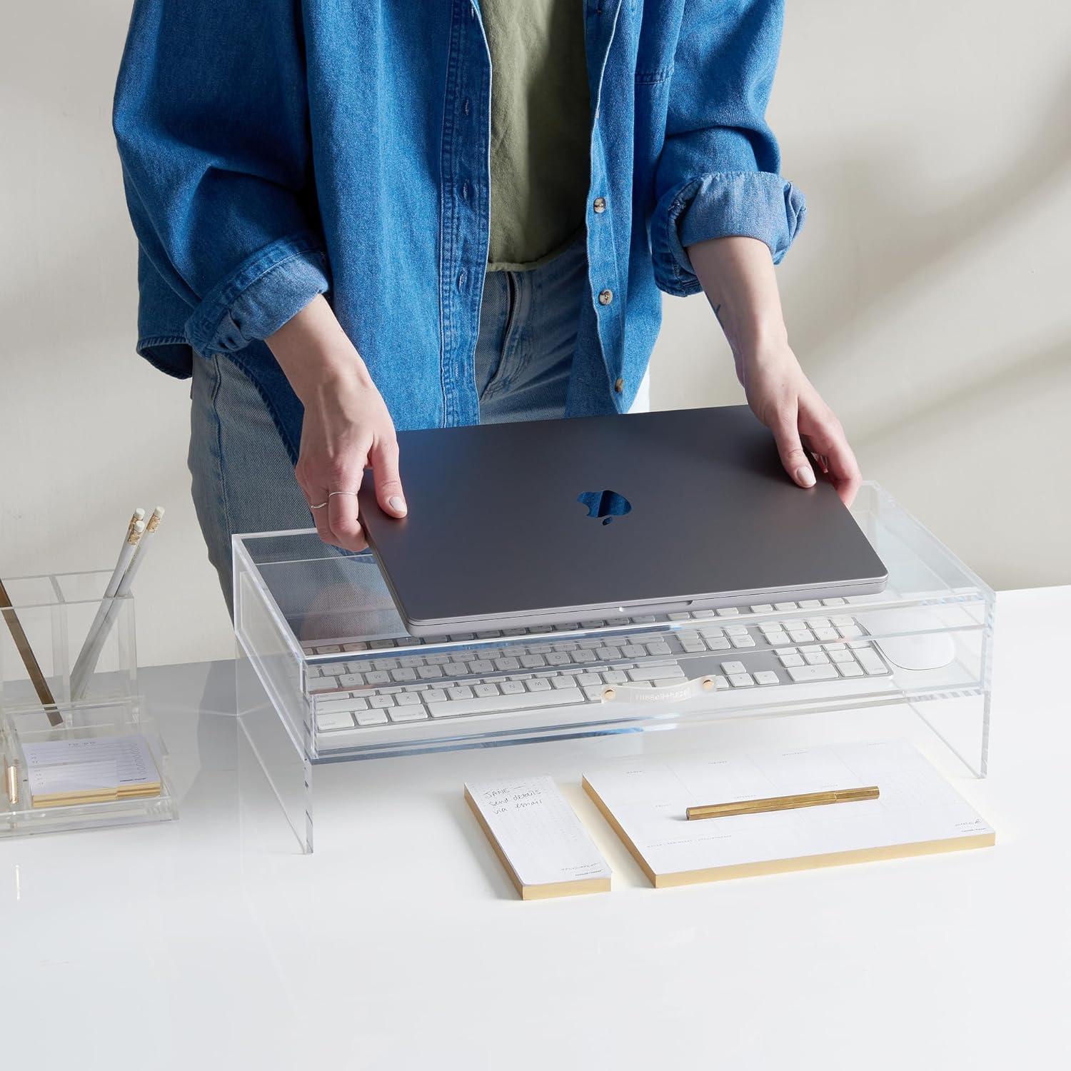 russell+hazel - Monitor stand - with drawer - desktop - clear acrylic