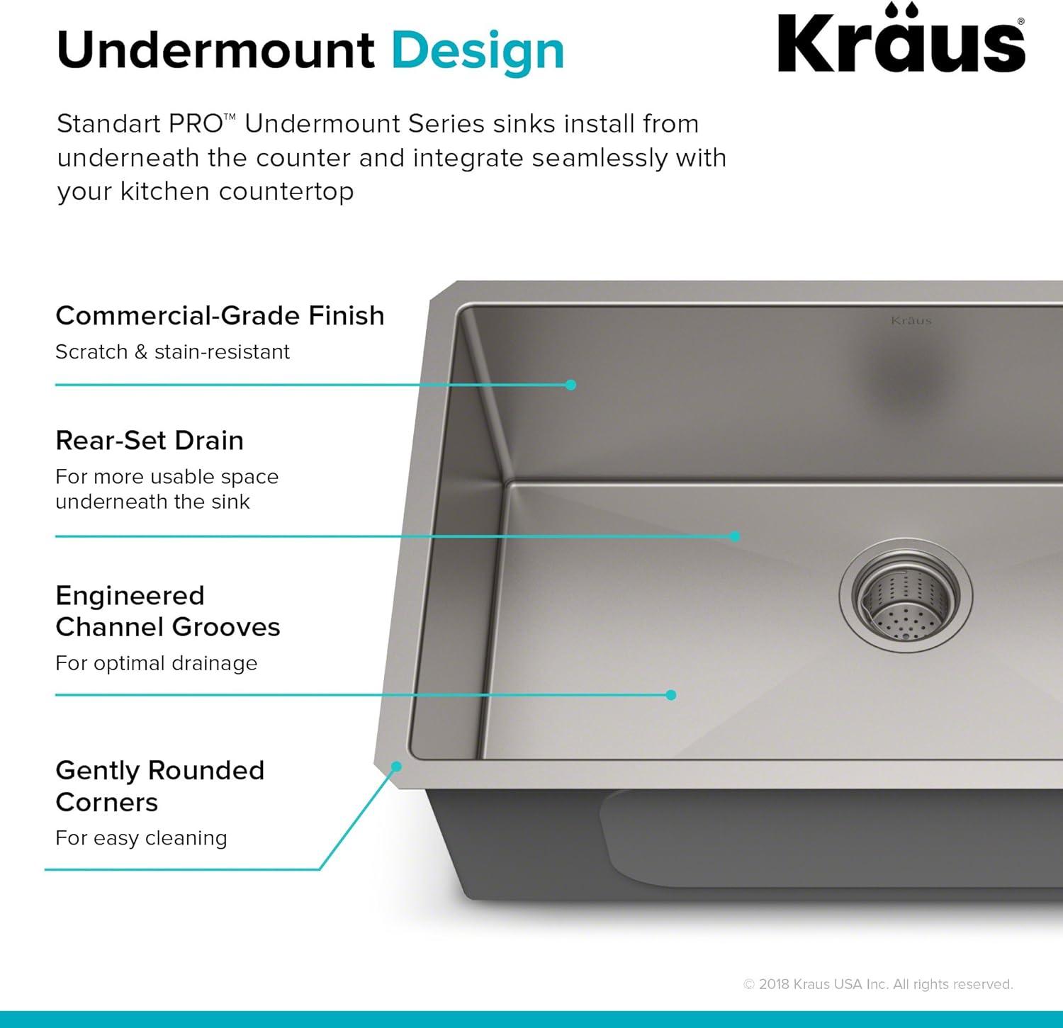 KRAUS Standard PRO™ Gauge Undermount Kitchen Sink with WasteGuard™ Garbage Disposal