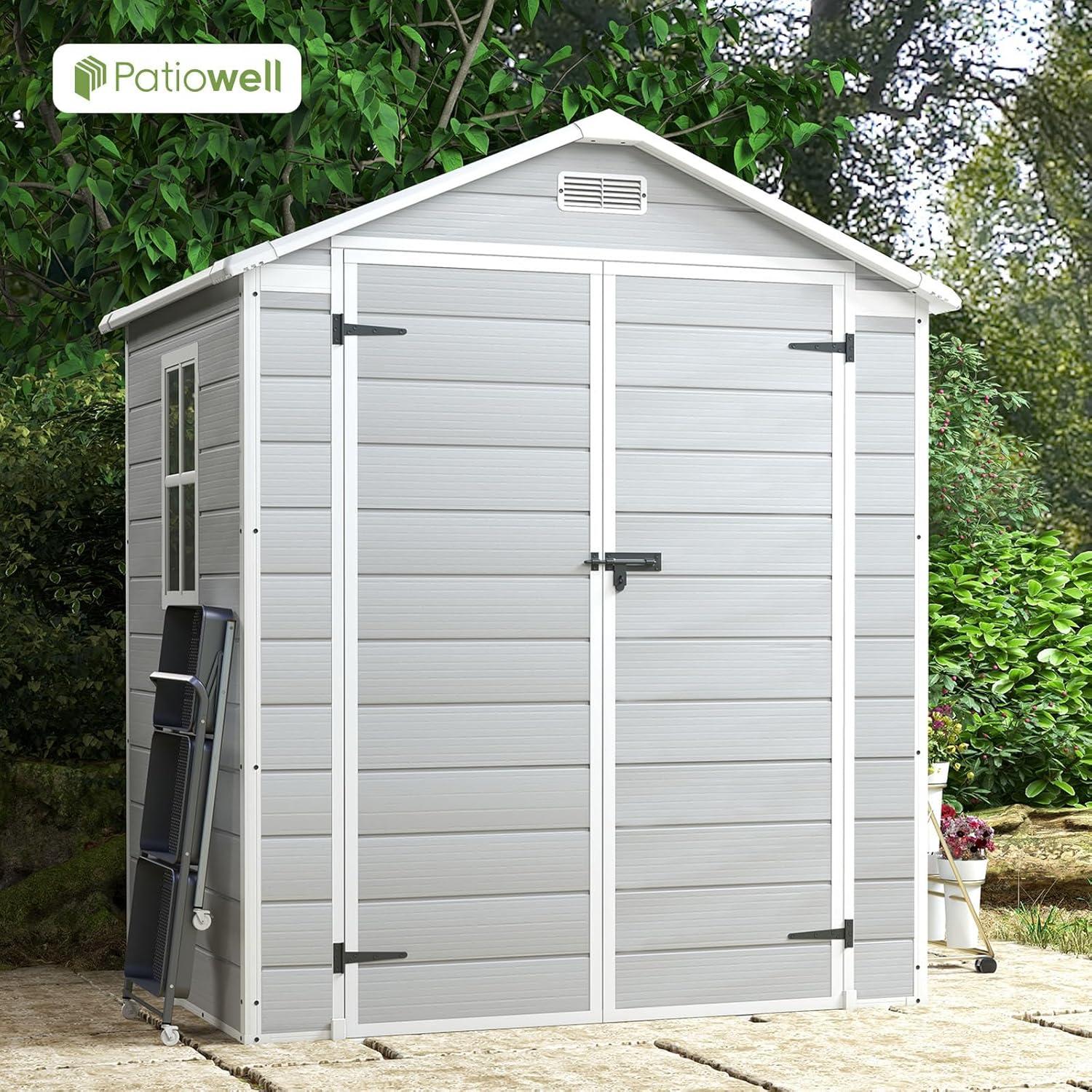 Gray 6x4 FT Resin Outdoor Storage Shed with Window