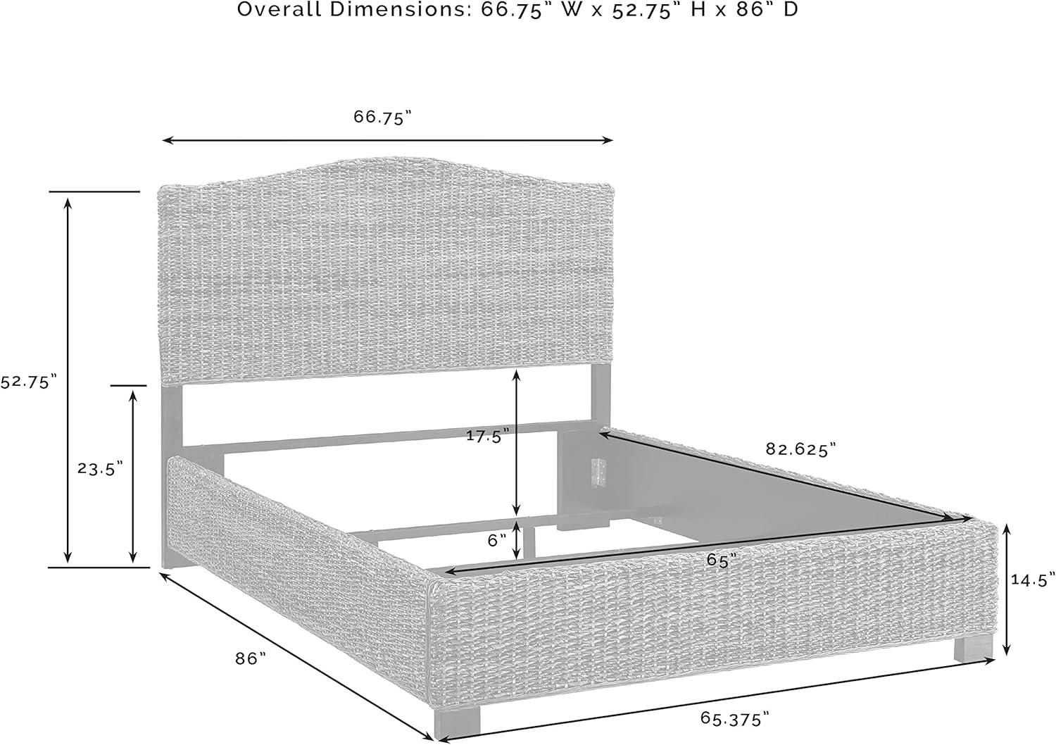 Queen Serena Bed Banana Leaf - Crosley: Coastal Style Plywood & Wood Frame, Curved Headboard Design