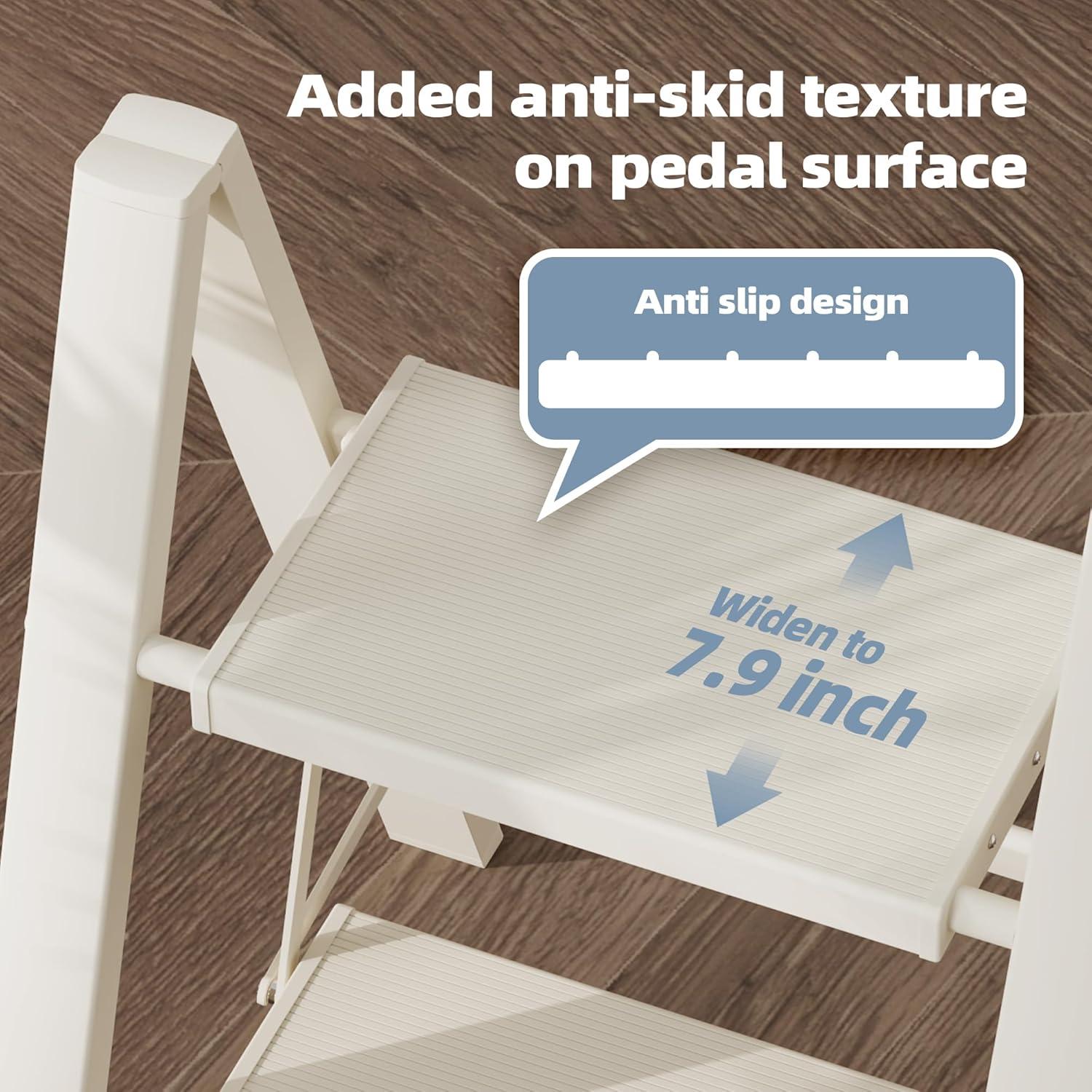 WFX Utility™ Lightweight 2 Step Ladder With Anti-Slip Wide Pedals, 330Lbs Capacity Durable Aluminum Step Stool For Home, Office, And Library