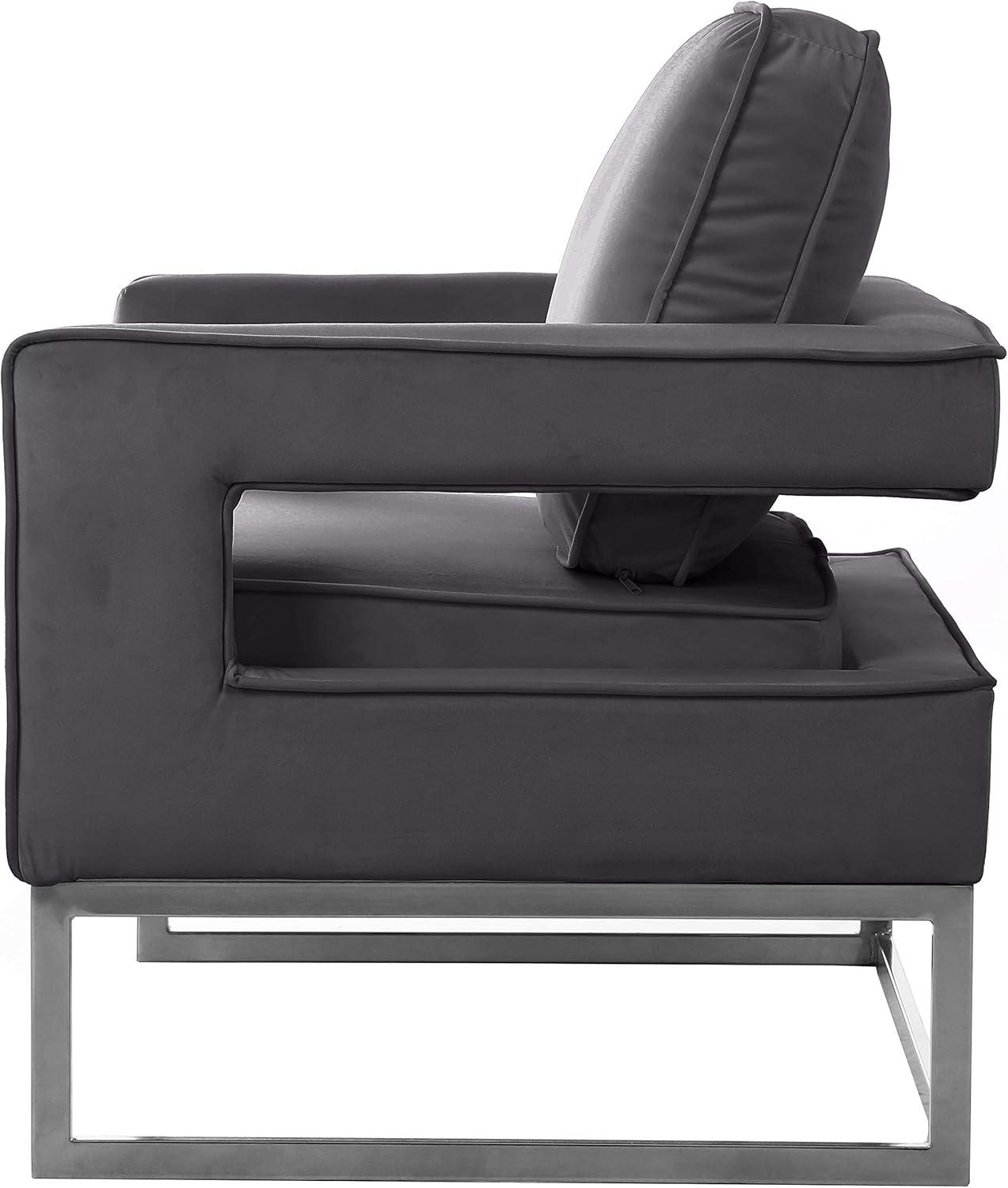 Noah 29'' Gray Velvet and Chrome Metal Accent Chair