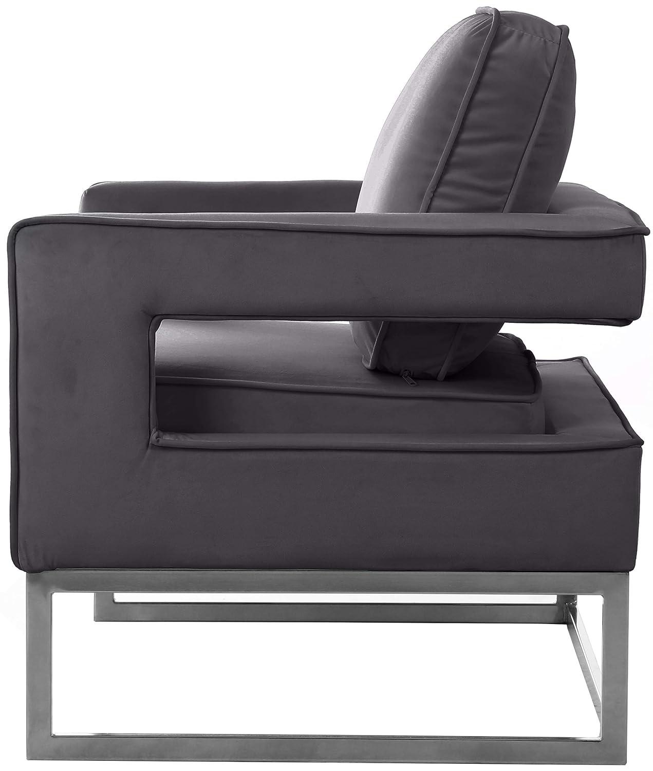 Meridian Furniture 19"H Velvet Accent Chair in Gray and Chrome