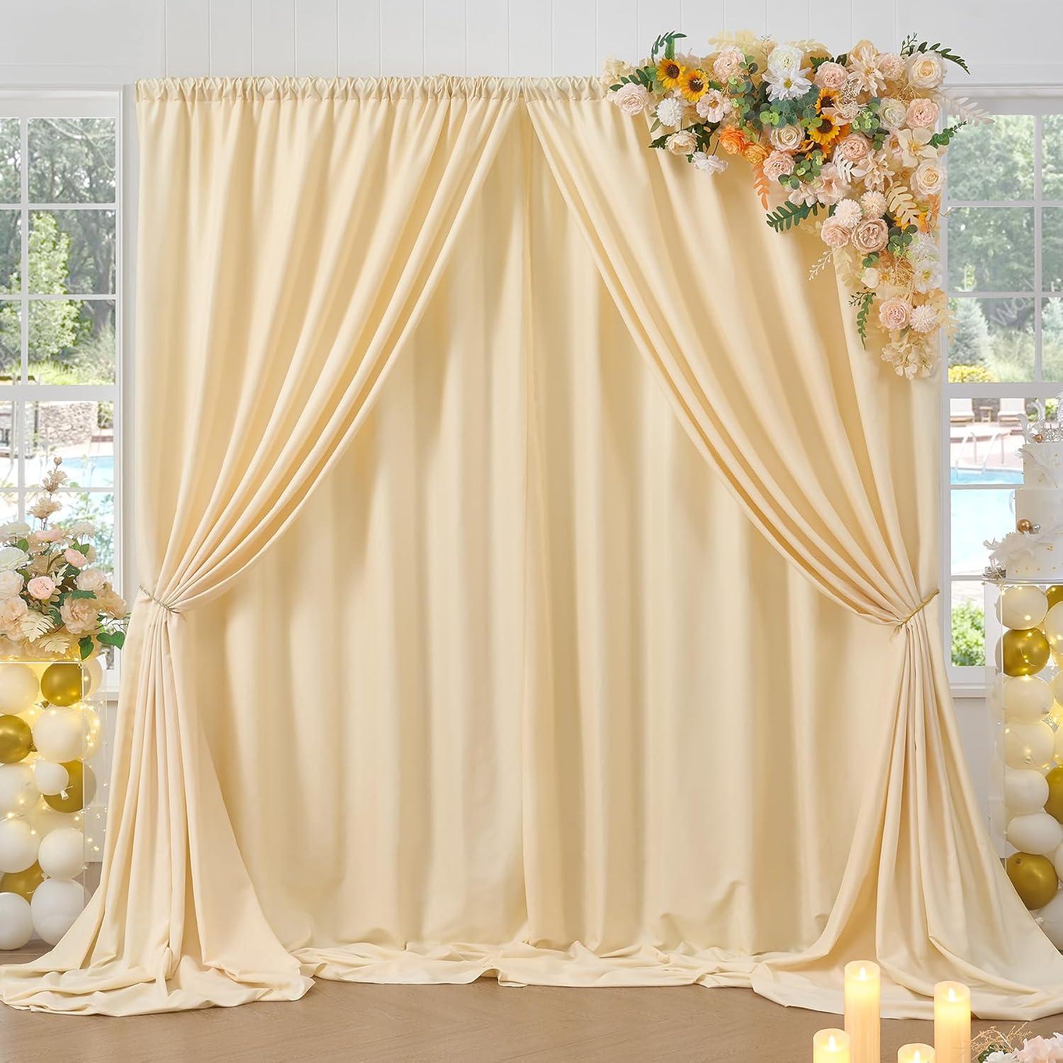 10ft x 10ft Champagne Polyester Backdrop Curtains for Events