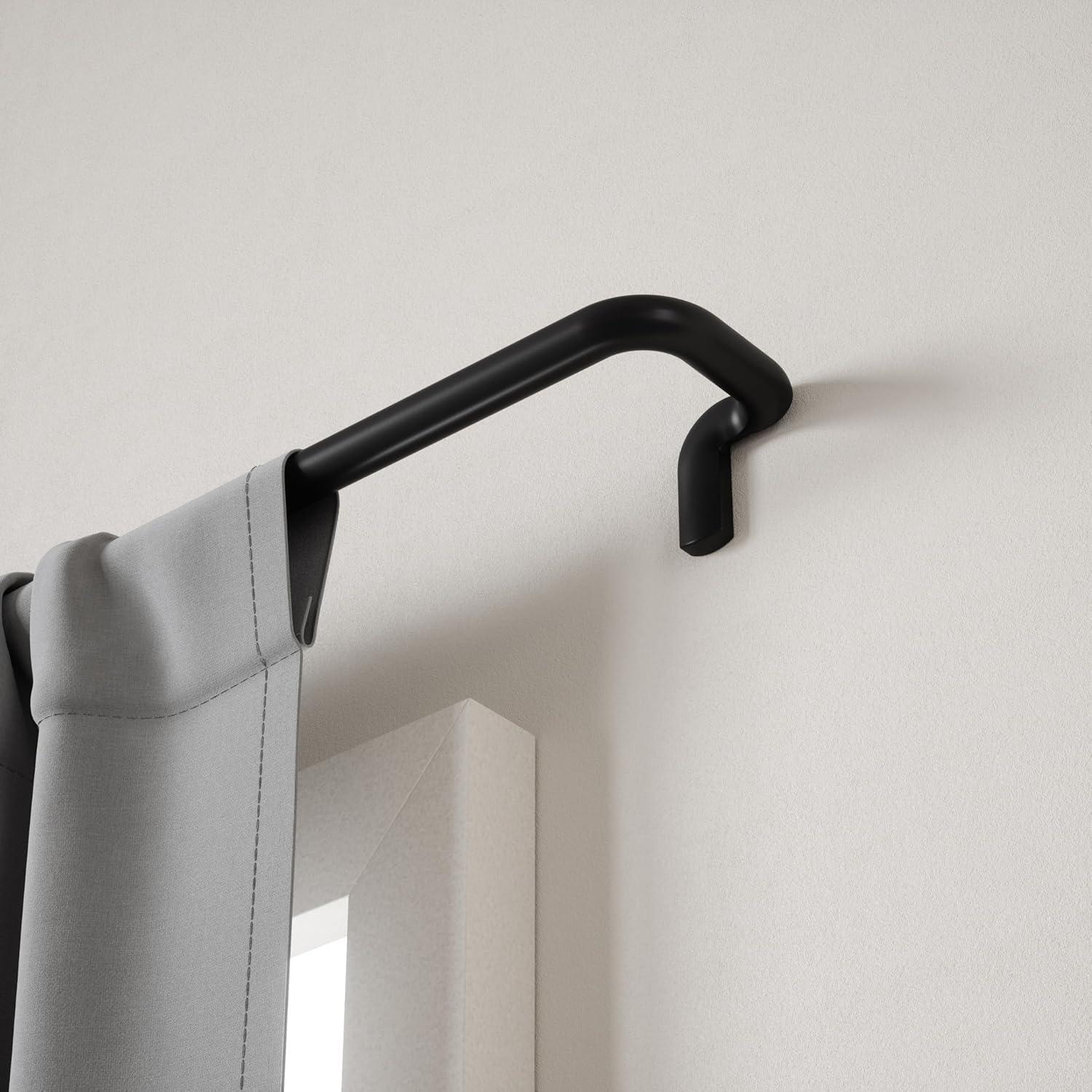 Matte Black Adjustable Single Curtain Rod 30-84 Inches