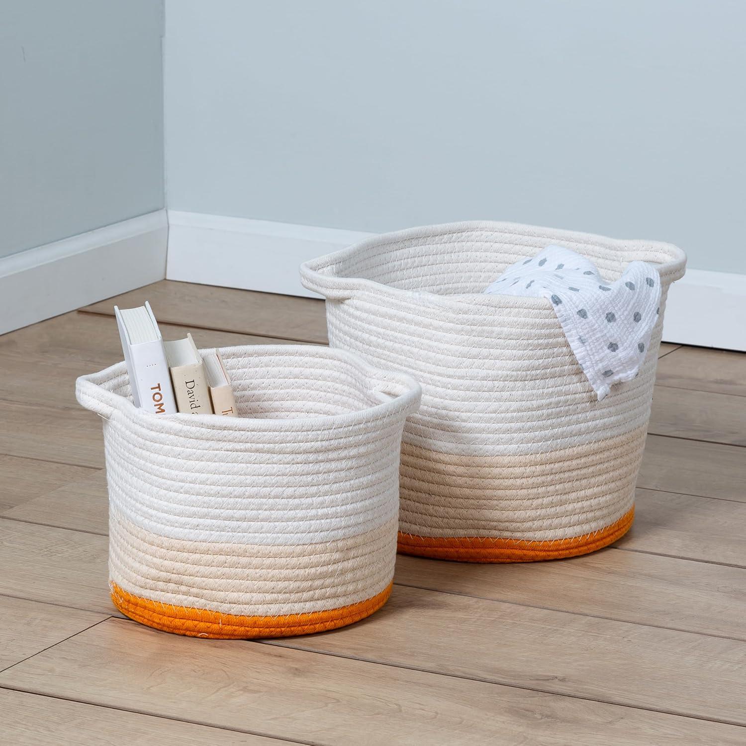 Honey Can Do Nesting Cotton Rope Storage Basket Set, Yellow Ombré