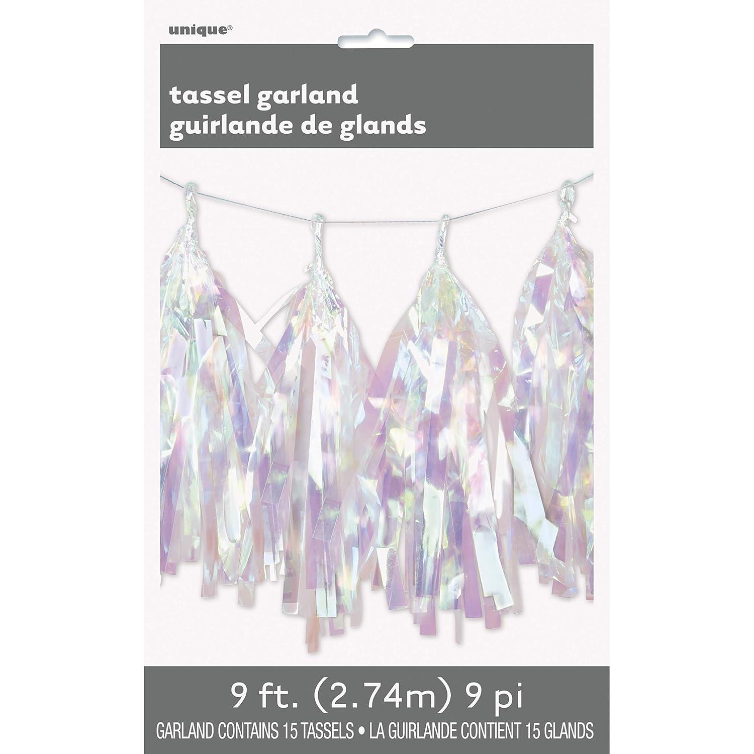 Foil Tassel Garland, 9ft, Iridescent, 1ct