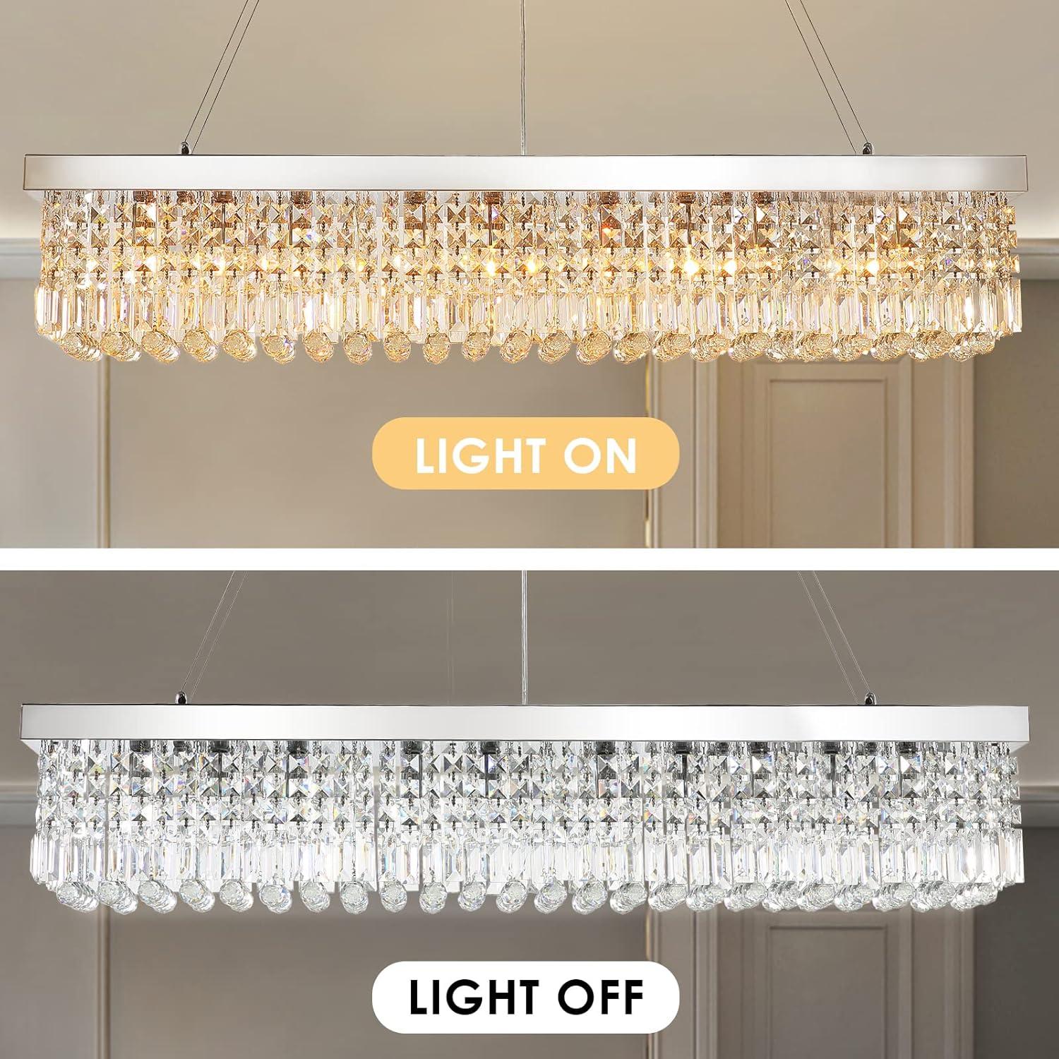 HOOMEDELIER Crystal Chandelier,Modern LED Chandelier,Adjustable Pendant Fixture for Dining Room