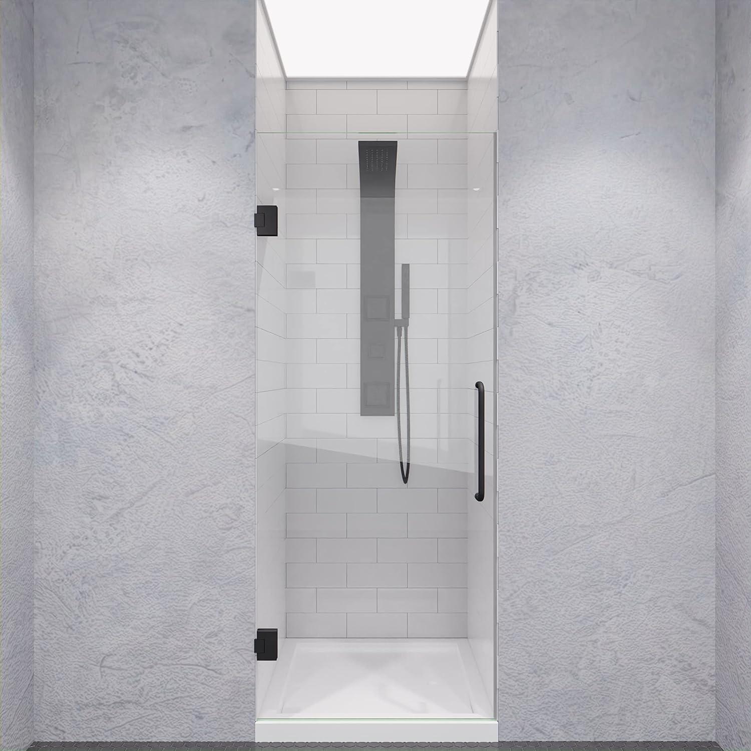 Gunmetal Black Frameless Hinged Shower Door with Clear Glass