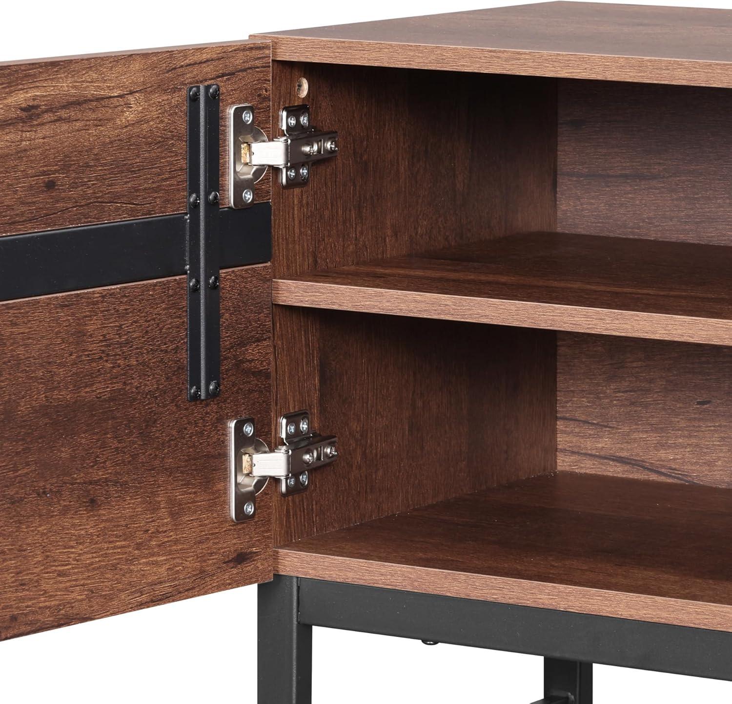 WAMPAT Modern TV Stand for TVs up to 75 inch, 2 in 1 Entertainment Center TV Console with Storage Cabinets and Metal Base,Media Console for Living Room,Brown