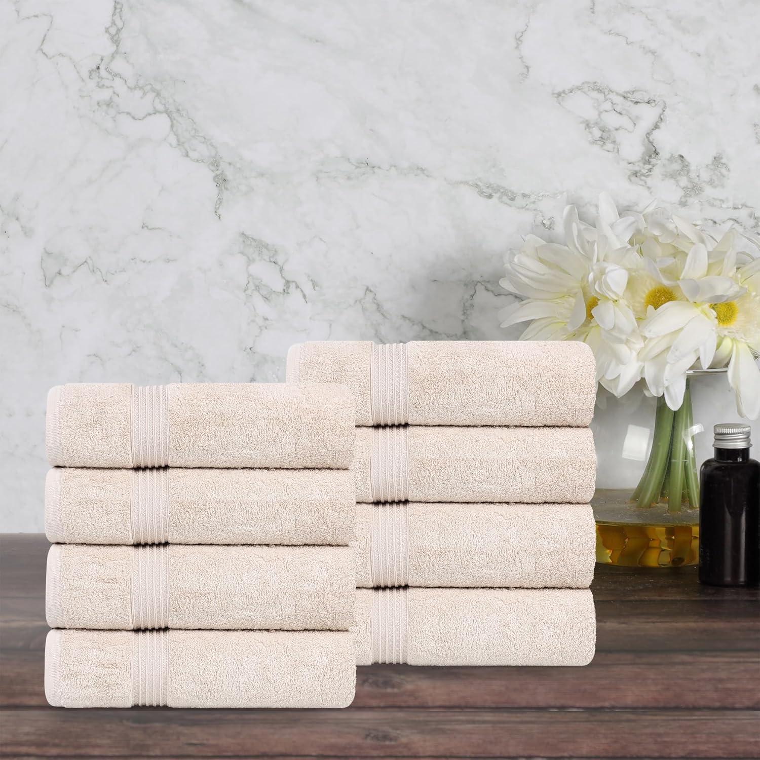 Superior Egyptian Cotton Hand Towel Set, Small Towels for Home Bathroom, Master, Guest Bath, Decor Essentials, Quick Dry, Absorbent, Kitchen, Spa, Hotel, Resort, Adult, Kids, Set of 8, Stone