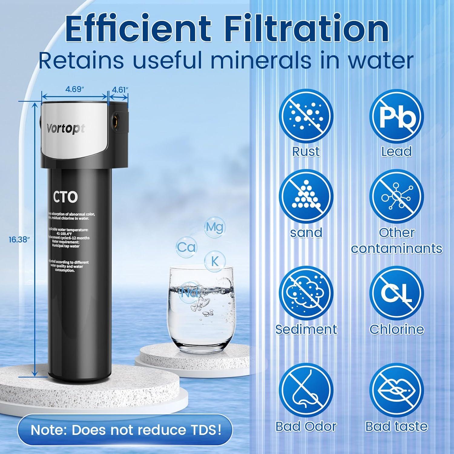 Under Sink Water Filter System ,NSF/ANSI 42 Certified Water Purifier, 28000 Galloons Large Flow Flux, Reduces PFAS, PFOA/PFOS, Chlorine, Bad Odors, Direct Connect to Kitchen Faucet, Q5-C2