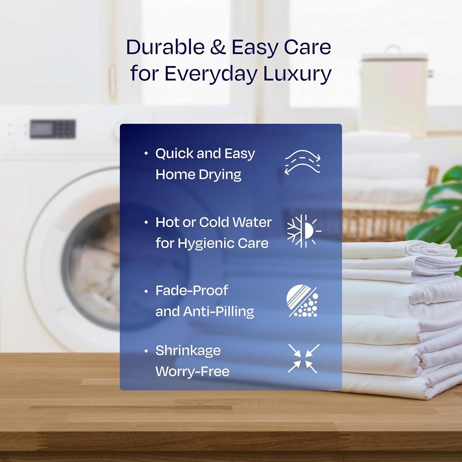 Luxury 1000 Thread Count Bed Sheets Set - 100% Cotton Sateen - Soft, Thick & Deep Pocket by California Design Den - Ivory, King