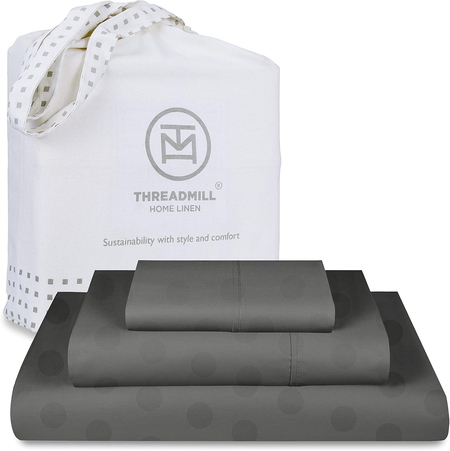 Threadmill Home Linen Cotton Twin-XL Bed Sheet Set, 300 Thread Count, for Adult, 3 PC, Dark Grey