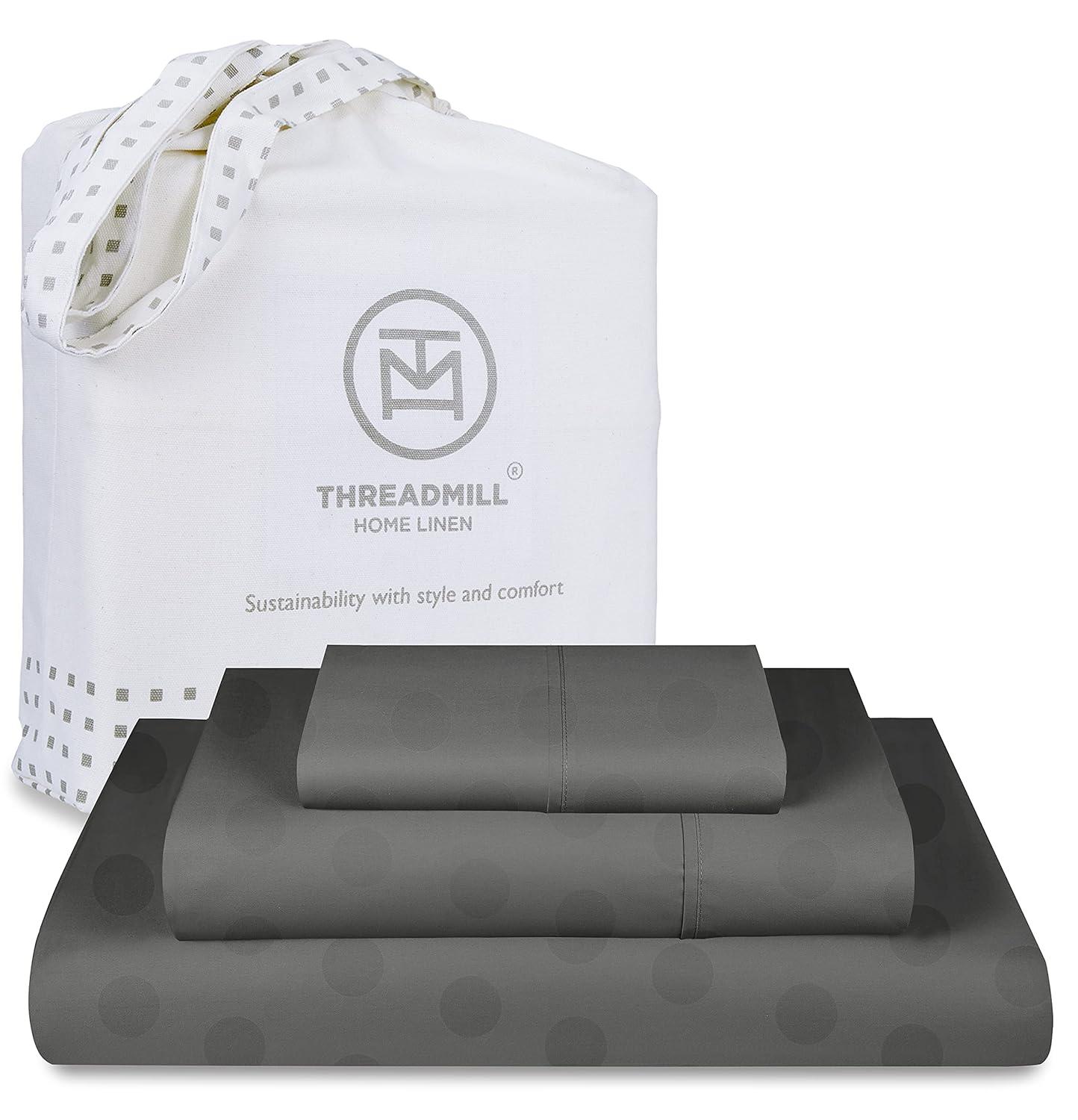 Threadmill Home Linen Cotton Twin-XL Bed Sheet Set, 300 Thread Count, for Adult, 3 PC, Dark Grey