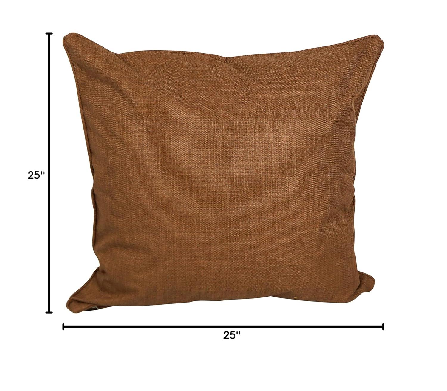 Mocha 25" Double-Corded Spun Polyester Square Floor Pillows, Set of 2