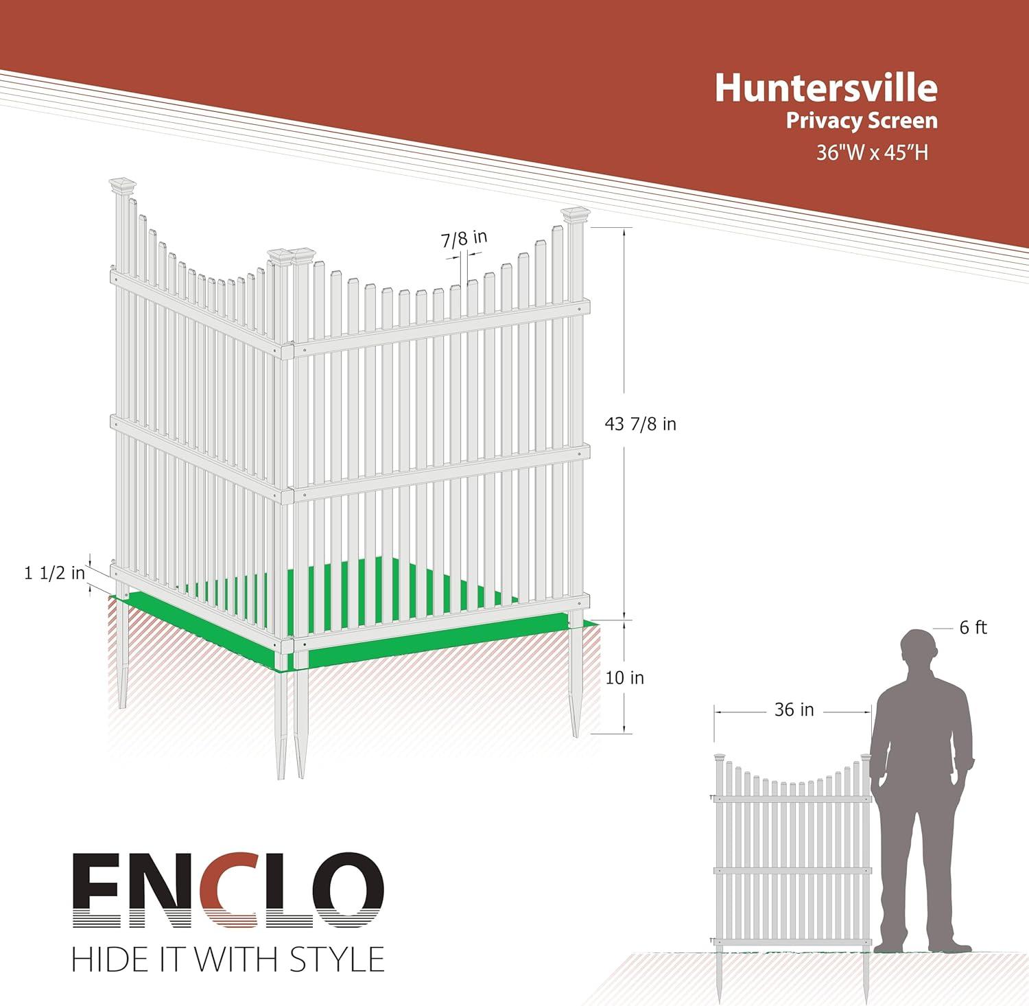 36in H x 45in W (2 Panels) No Dig Enclo Huntersville White Vinyl Privacy Screen, Outdoor Privacy Panels, Trash Can Enclosure, Air Conditioner Fence, Pool Equipment Enclosure, ZP19036