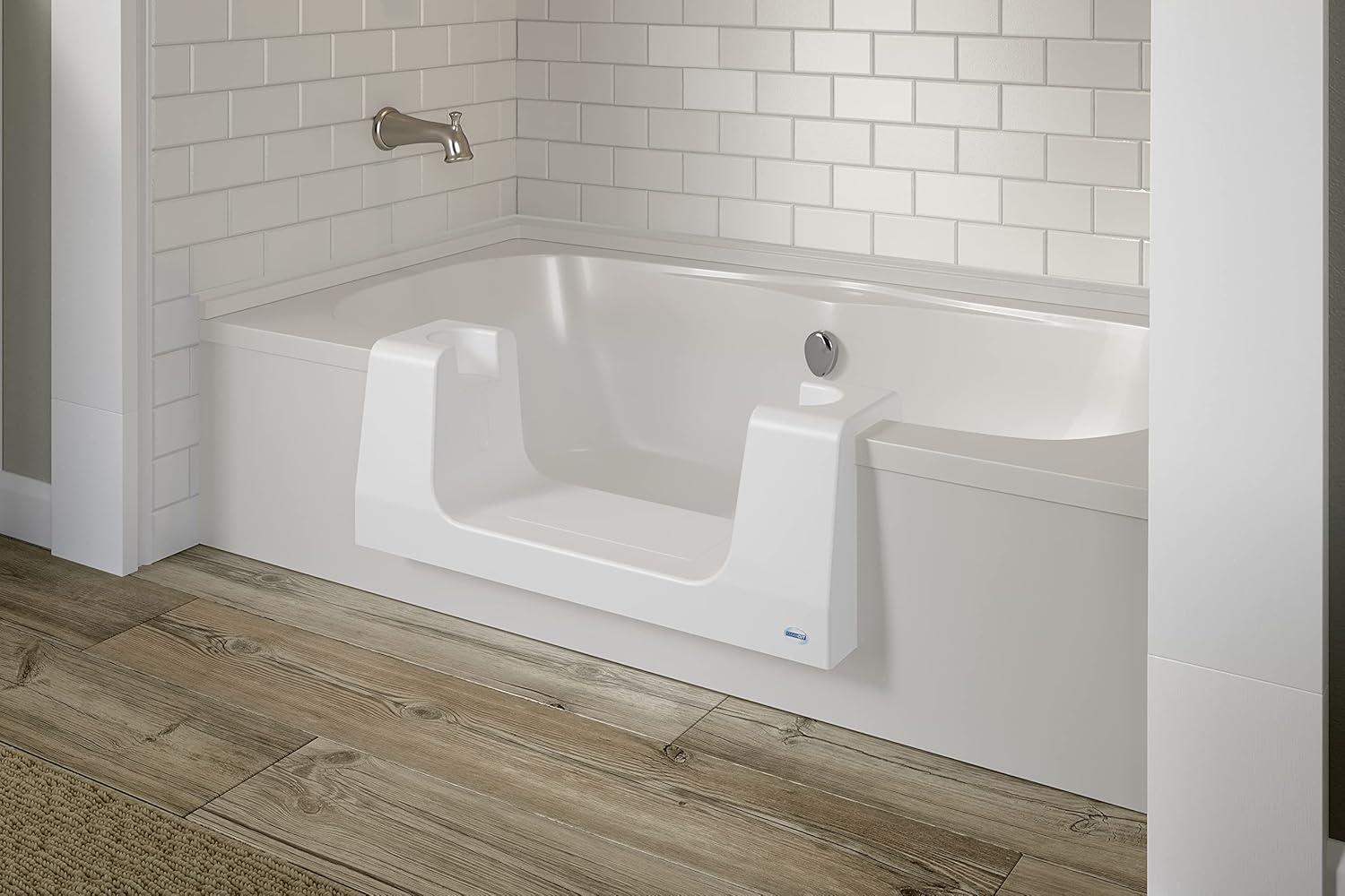 Large White Convertible Walk-In Bathtub Accessibility Kit