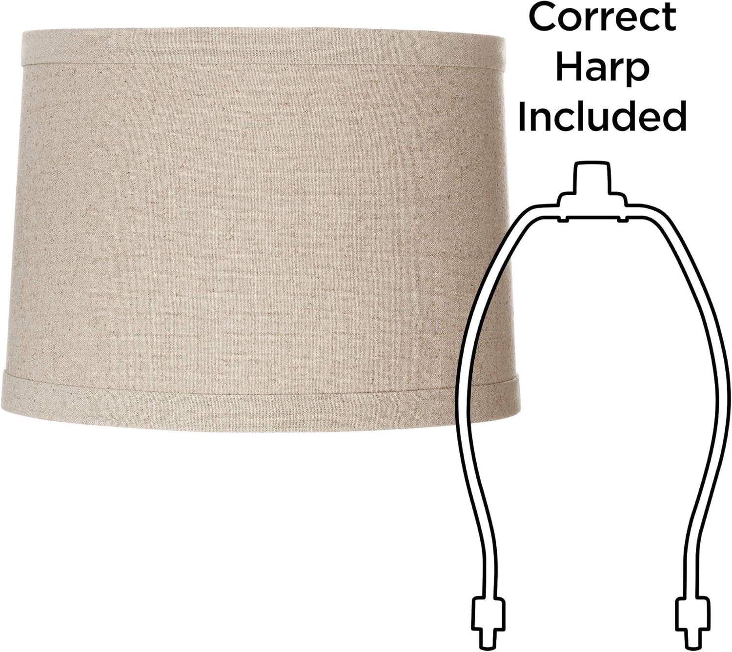 Natural Linen Medium Drum Lamp Shade with Taupe Liner, 10" High