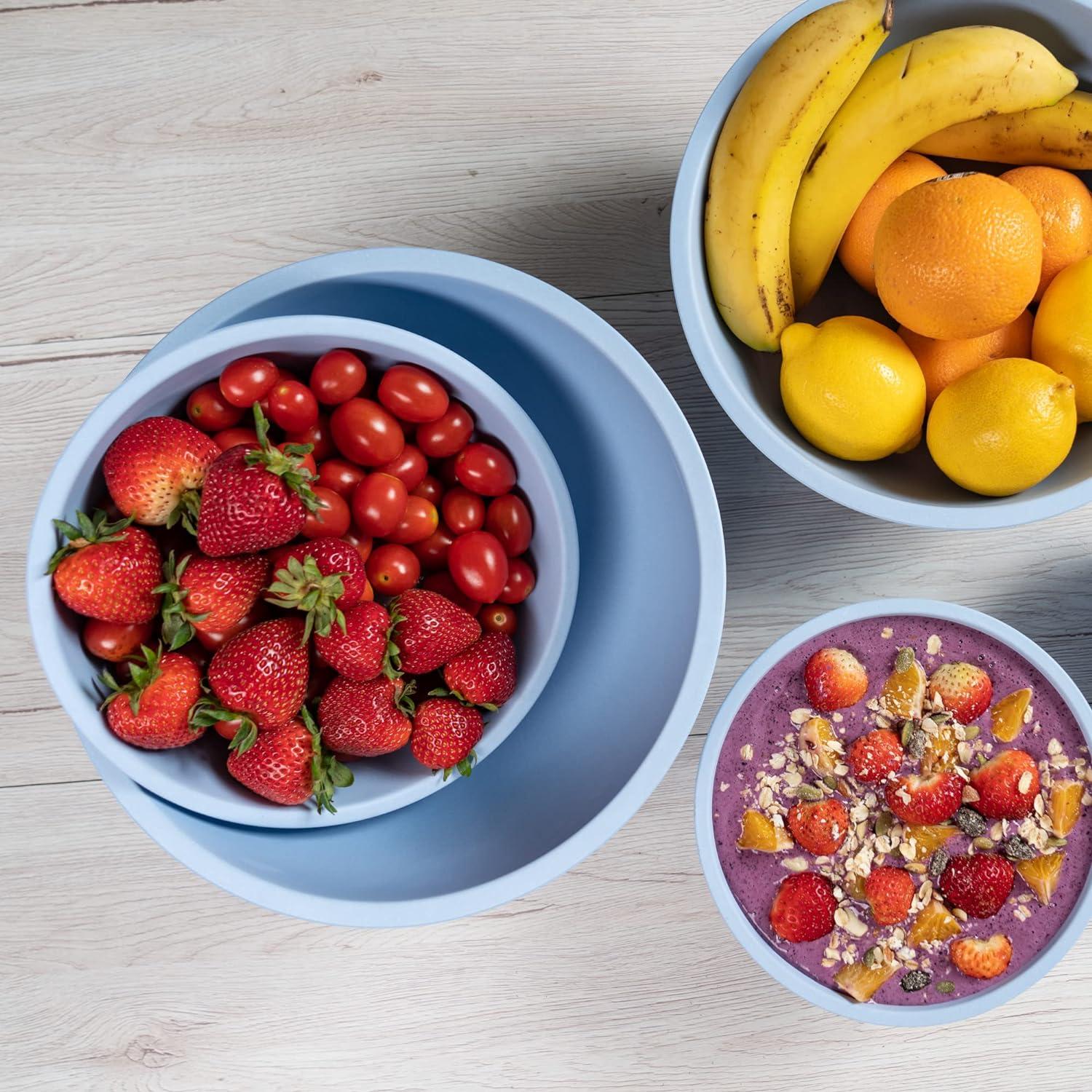 Eco-Friendly Blue Bamboo Fiber 6-Piece Mixing Bowl Set