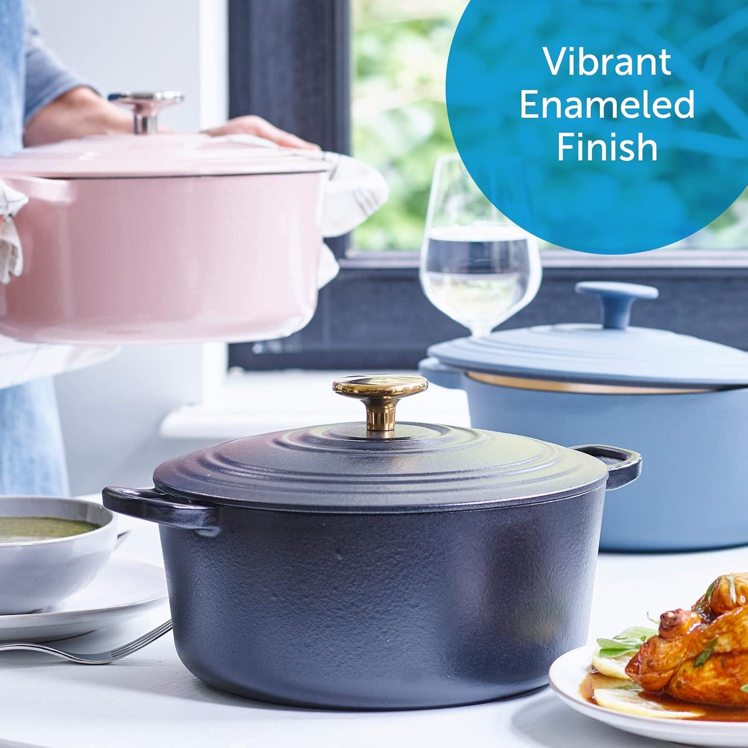 BK Cookware Bourgogne Enameled Cast Iron 7QT Dutch Oven, Pitch Black